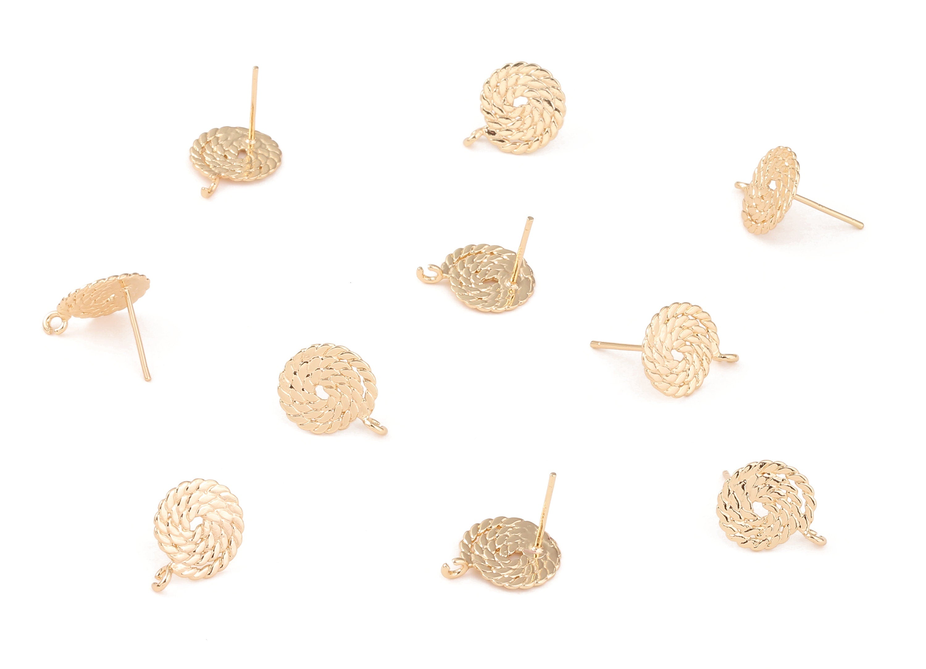 Brass Rope Earring Posts - Brass Rope Earring Stud - 18K Real Gold Plated Brass Stud - Jewelry Supplies - 14.76x1.41x0.84mm - RGP1211 - DOMEDBAZAAR
