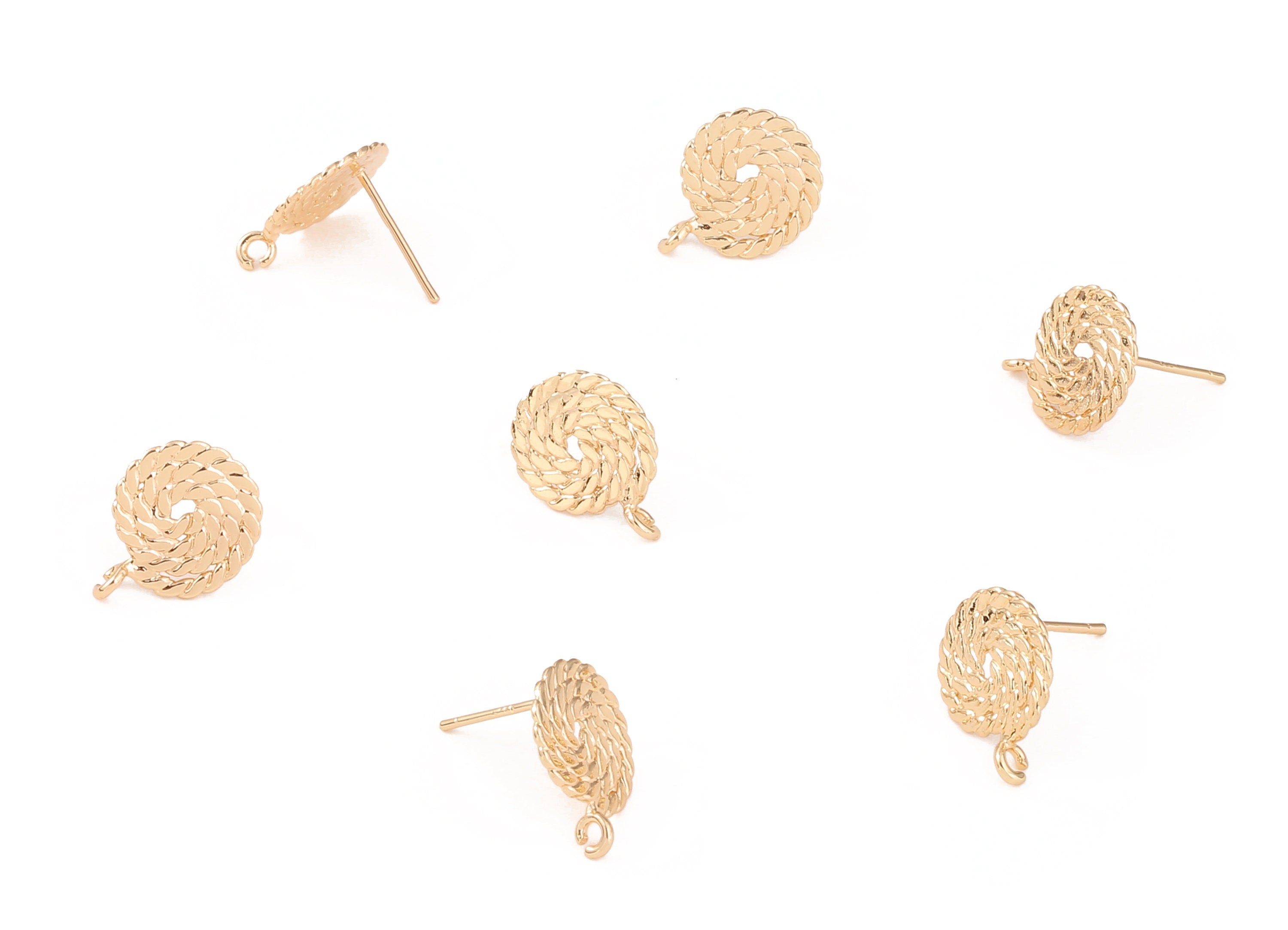 Brass Rope Earring Posts - Brass Rope Earring Stud - 18K Real Gold Plated Brass Stud - Jewelry Supplies - 14.76x1.41x0.84mm - RGP1211 - DOMEDBAZAAR