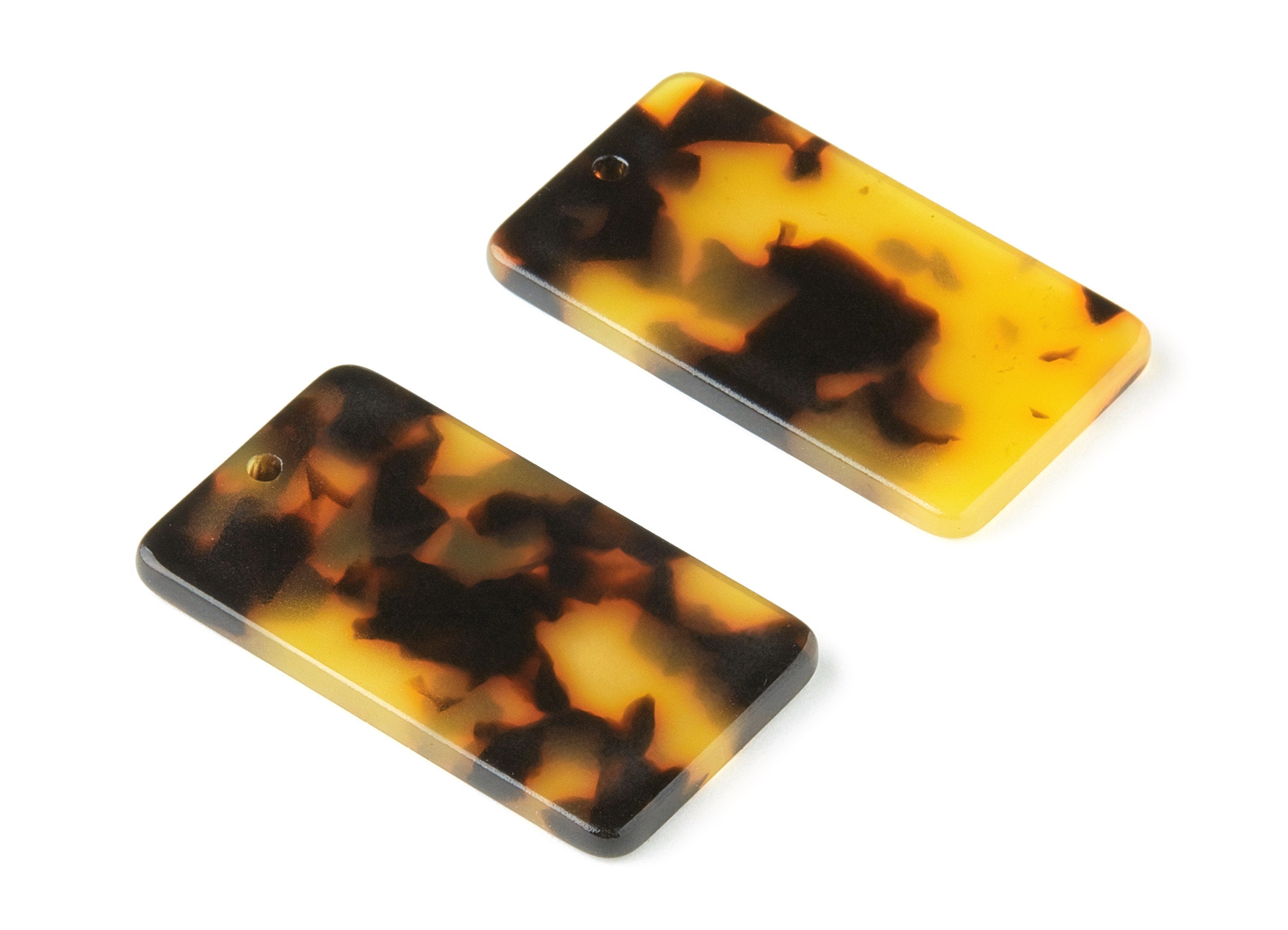 Acetate Rectangle Charms - 1 Hole - Tortoise Shell Earring - Rectangle Pendant - Color Code: A01 - 32.92x19.75x2.5mm - AC1217-A01-A - DOMEDBAZAAR