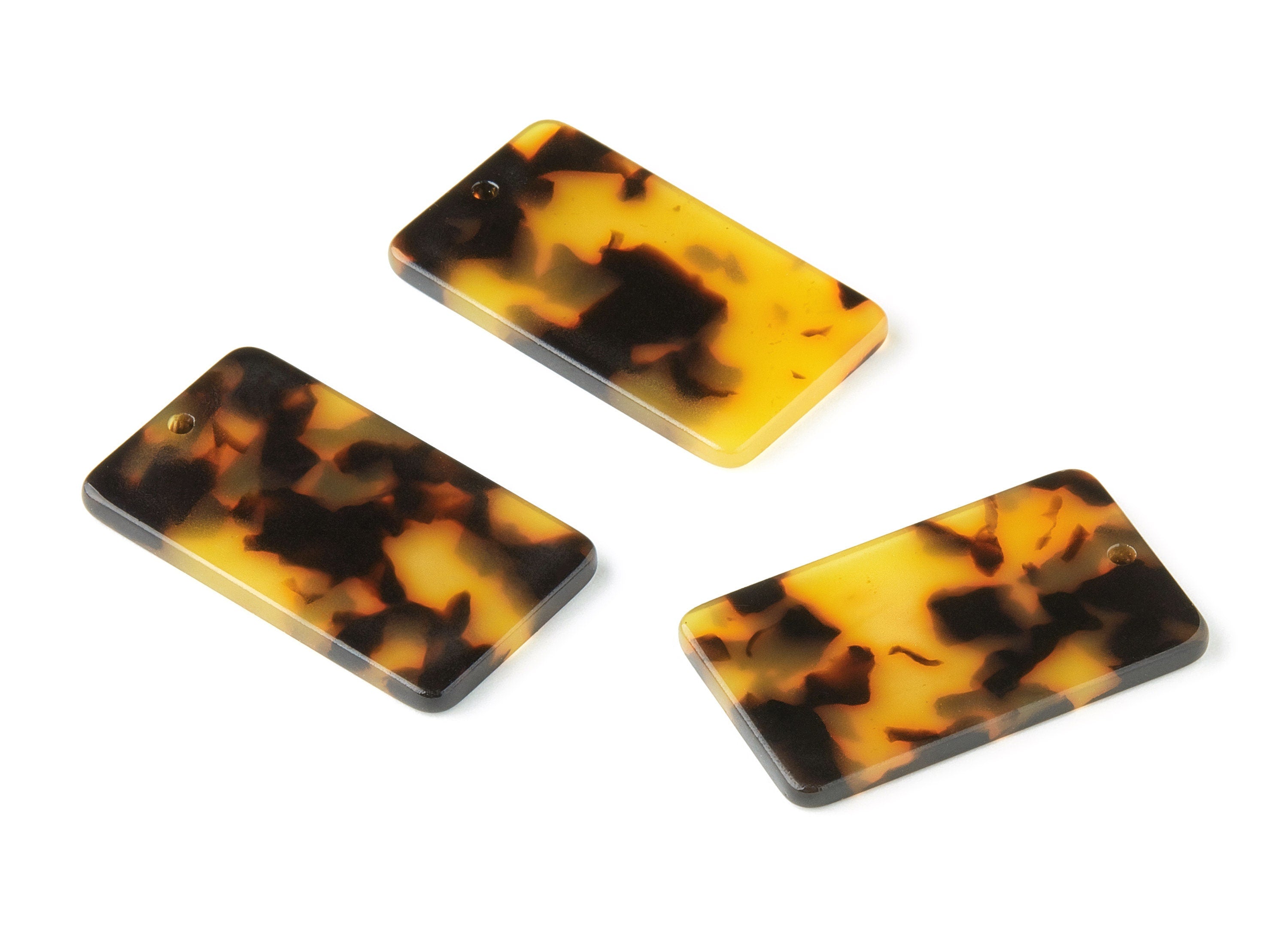 Acetate Rectangle Charms - 1 Hole - Tortoise Shell Earring - Rectangle Pendant - Color Code: A01 - 32.92x19.75x2.5mm - AC1217-A01-A - DOMEDBAZAAR