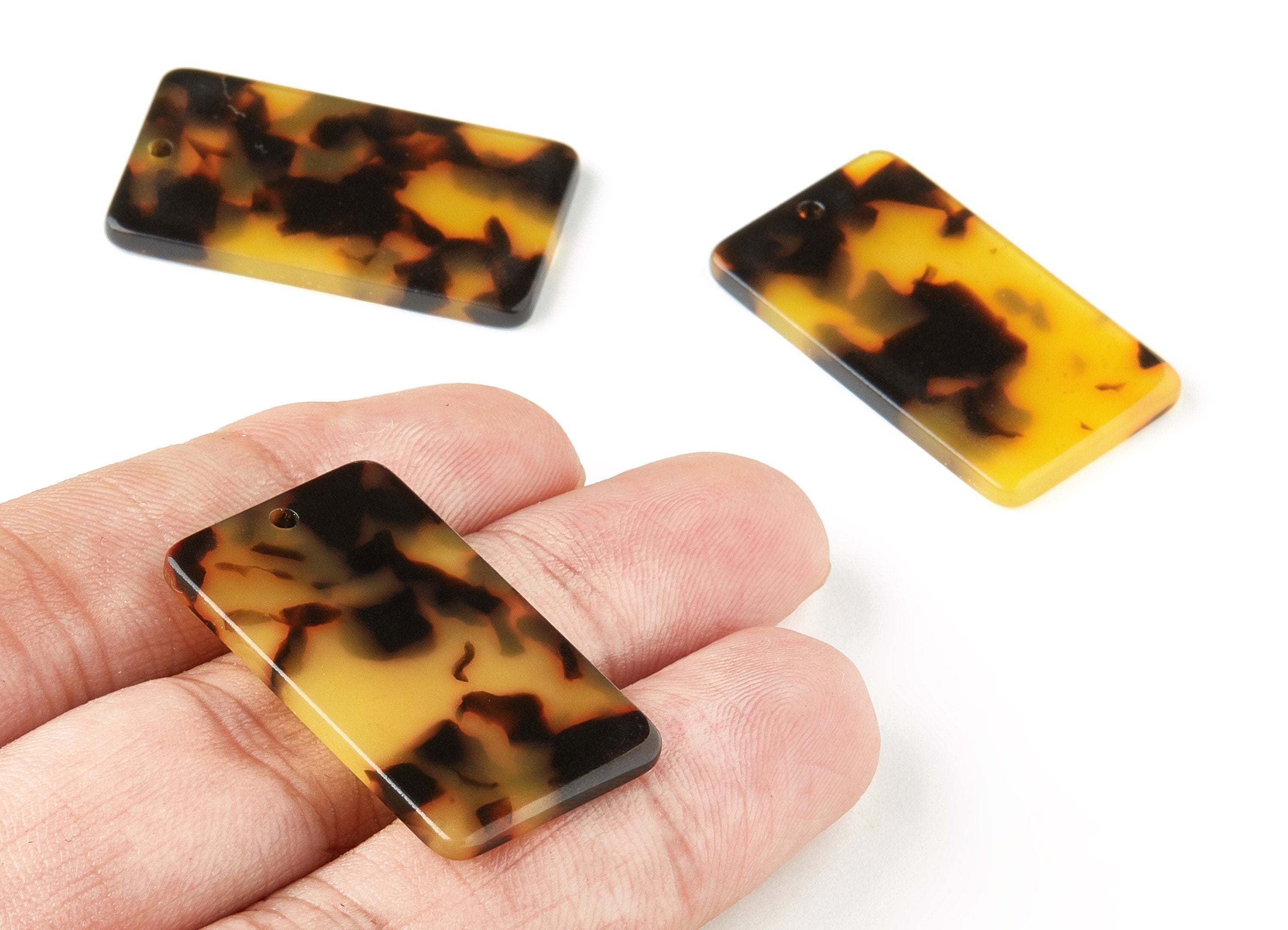 Acetate Rectangle Charms - 1 Hole - Tortoise Shell Earring - Rectangle Pendant - Color Code: A01 - 32.92x19.75x2.5mm - AC1217-A01-A - DOMEDBAZAAR