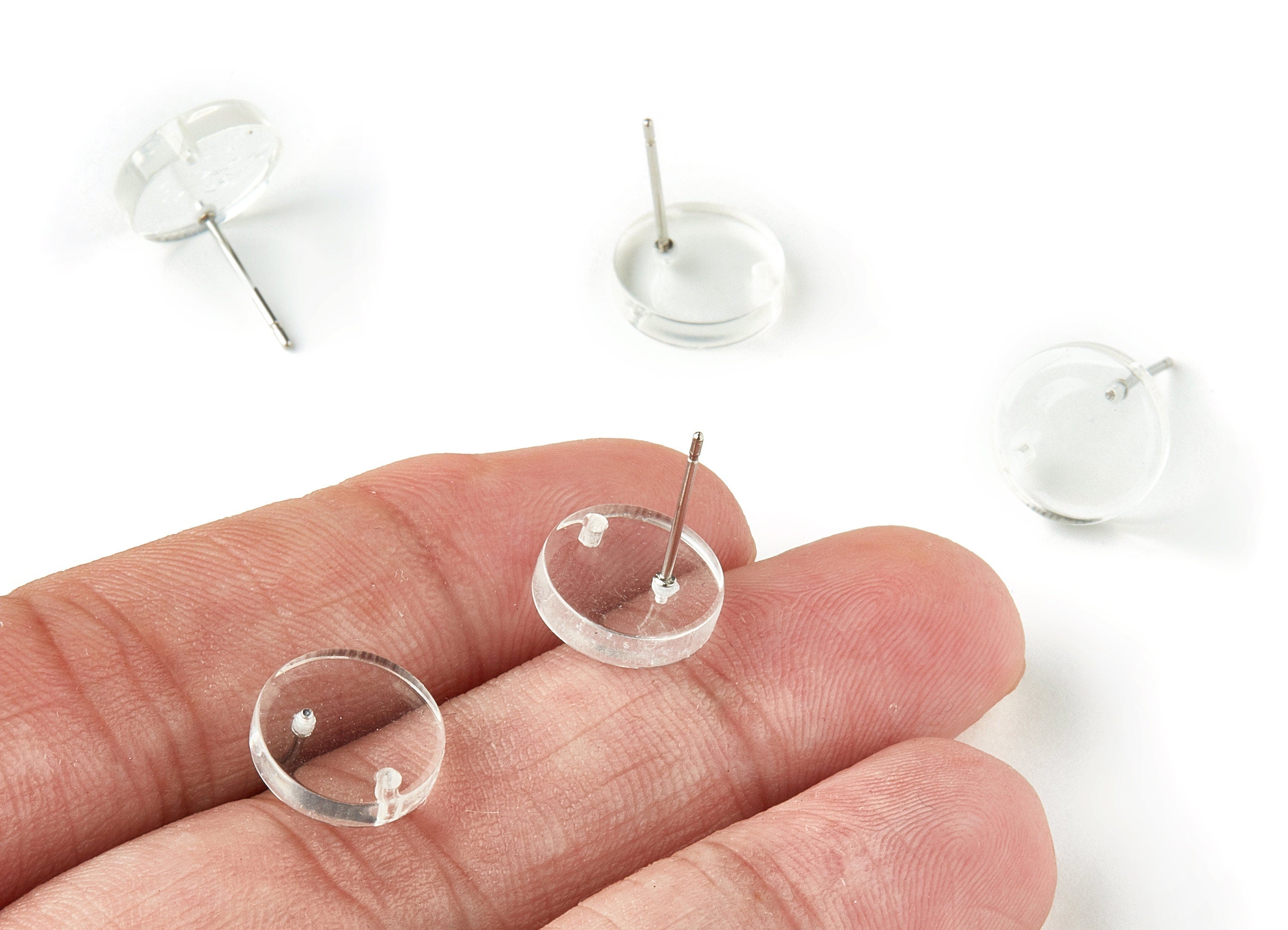 Acrylic Round Earring Stud - Round Earring Post and Stud - Earring Findings - Color Code: A63 - 11.6x11.6x2.95mm - AC1139-A63 - DOMEDBAZAAR