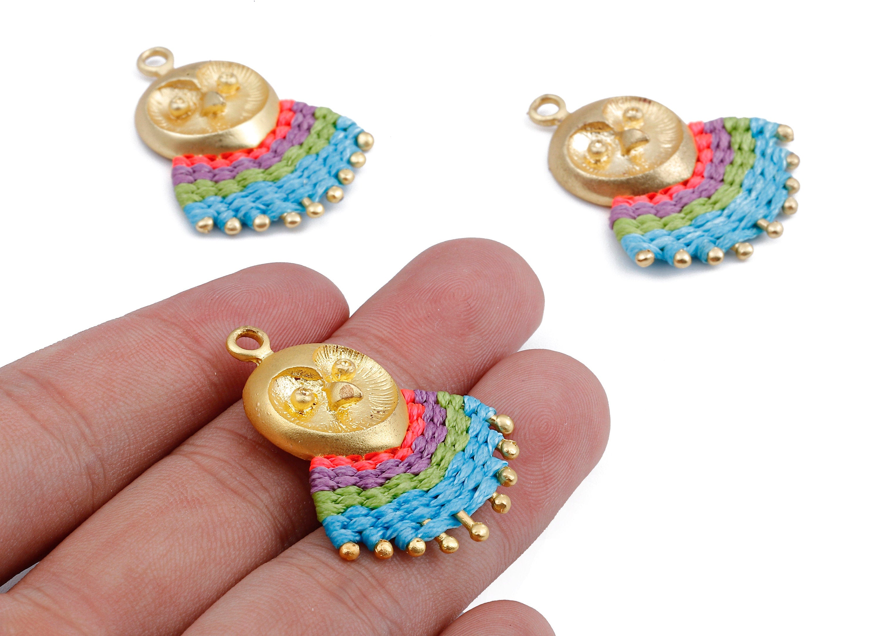 Tassel Owl Charms - Tassel earring pendant - Owl Earrings and Pendant - Earring Accessories - Jewelry Supplies - 38.14x30.16x2.44mm - TS1106 - DOMEDBAZAAR