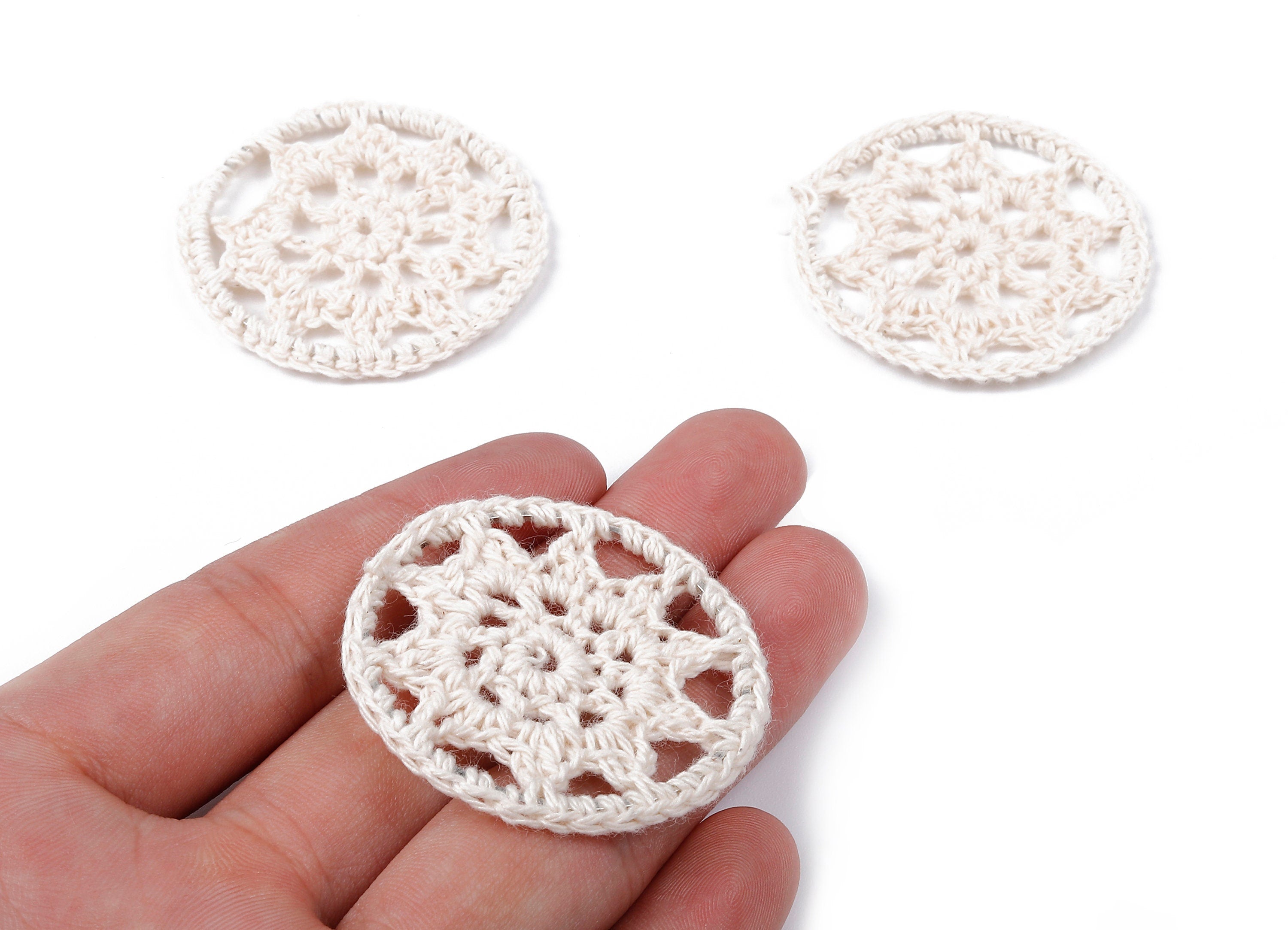 Crochet Round Earrings - Crochet Earrings and Pendant - Knit weaving Earrings - Handmade Round Earrings - 43.28x43.28x1.99mm - TS1077 - DOMEDBAZAAR