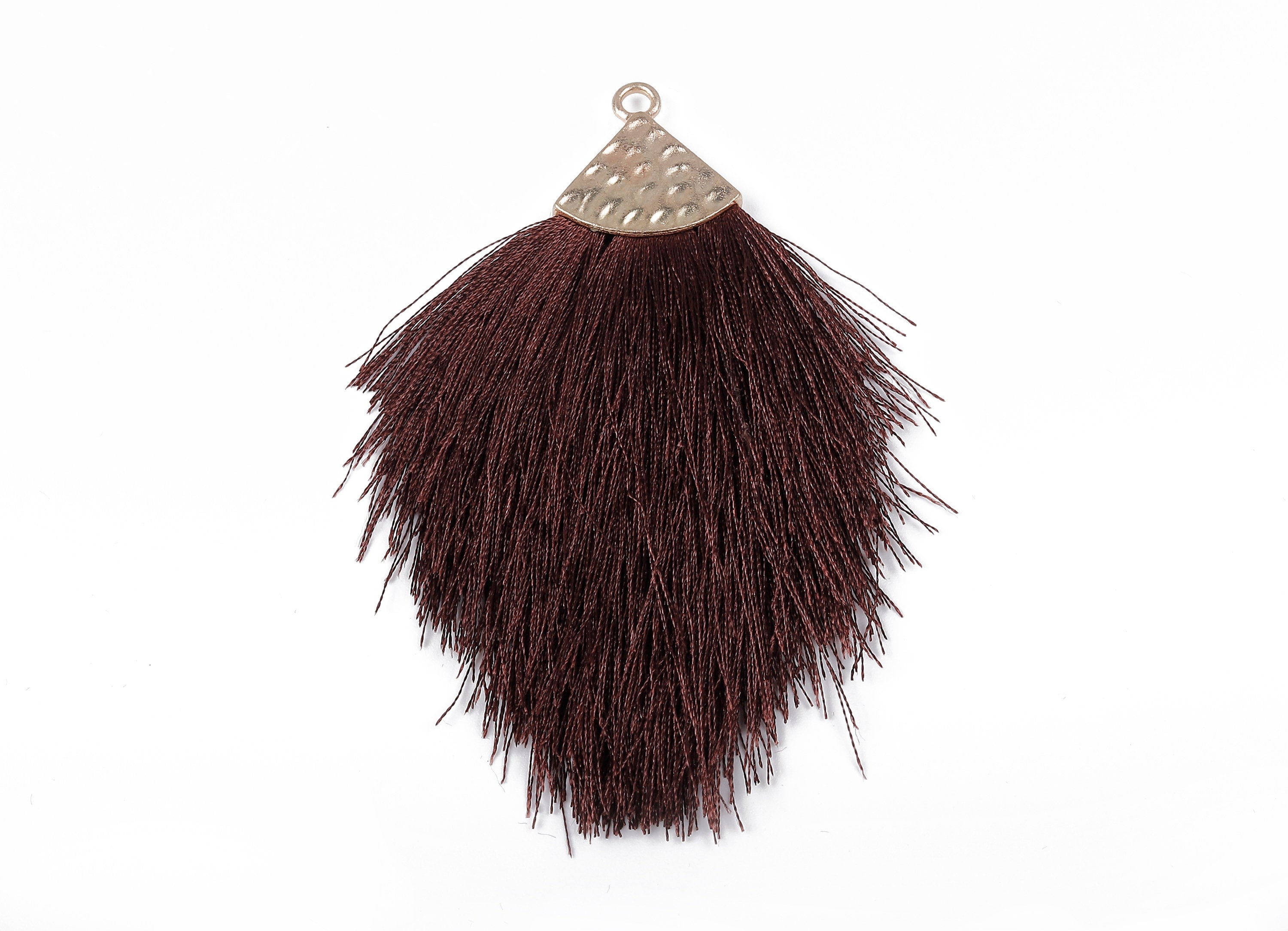 Tassel Earring Charms - Tassel Pendant - Puffy Tassel With Alloy Cap - Tassel Findings - Boho Charms - 96.86x57.69mm - TS1092 - DOMEDBAZAAR