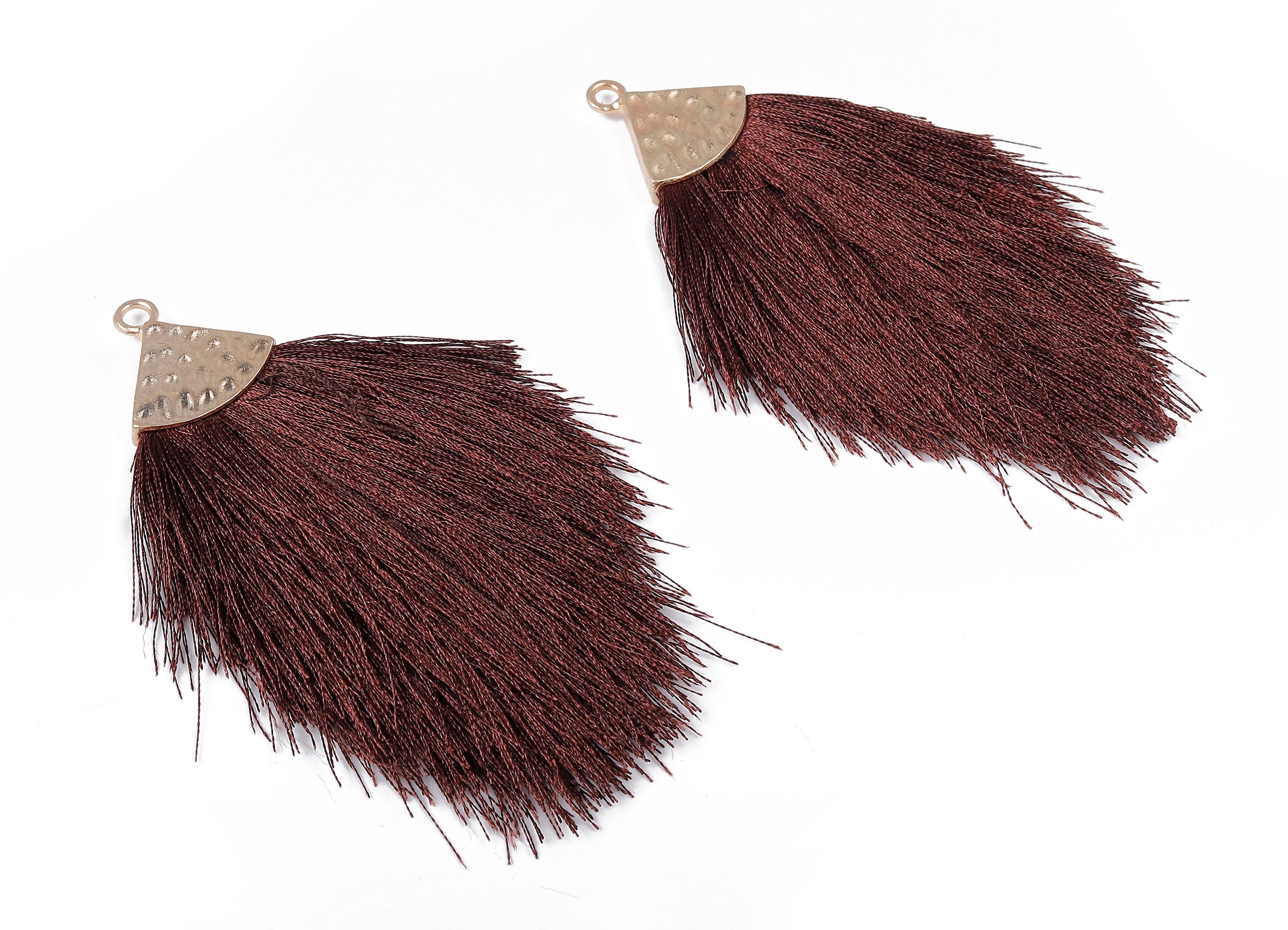 Tassel Earring Charms - Tassel Pendant - Puffy Tassel With Alloy Cap - Tassel Findings - Boho Charms - 96.86x57.69mm - TS1092 - DOMEDBAZAAR