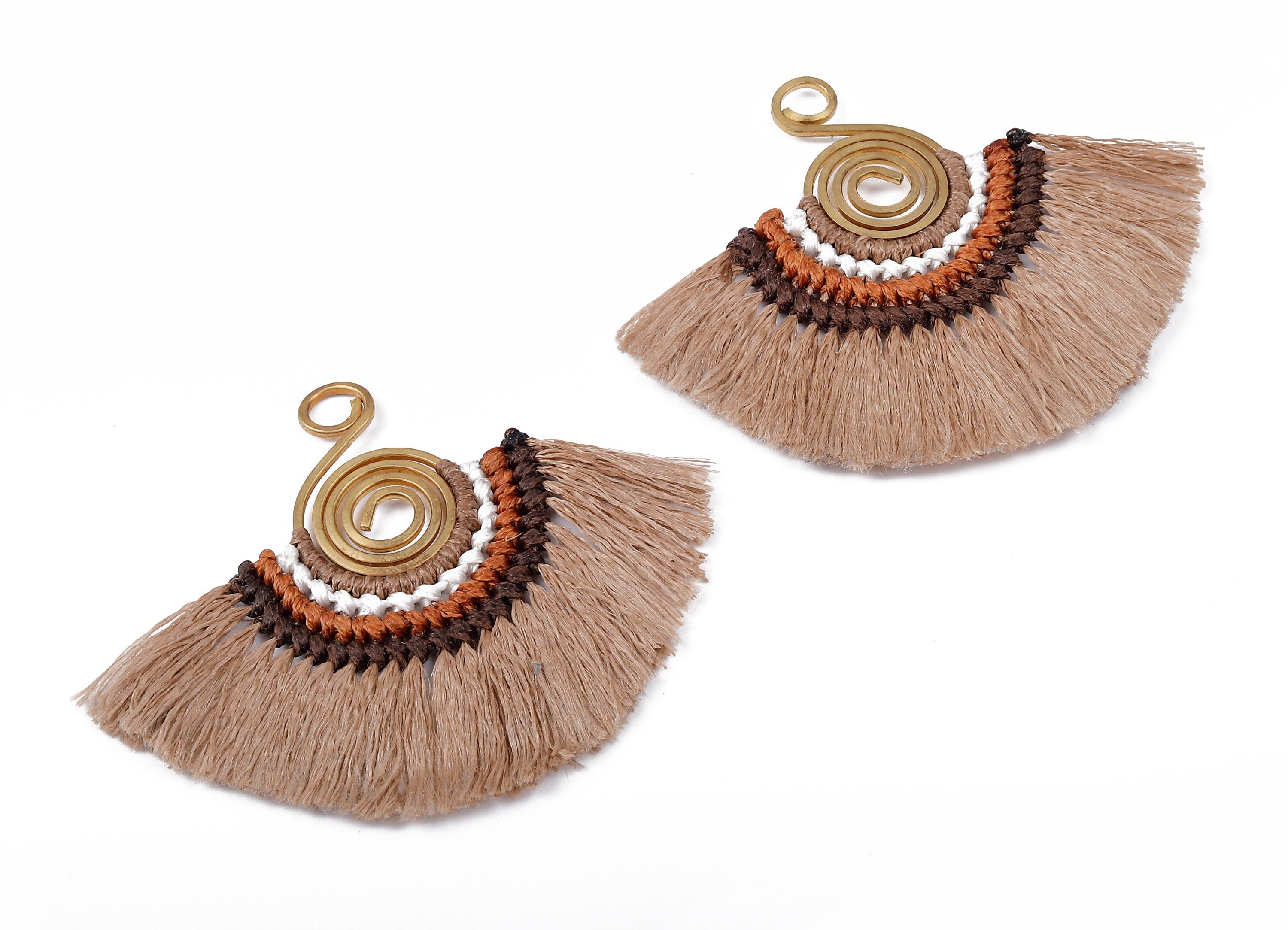 Fan Tassel Earring Charms with Brass - Tassel earring pendant - Fan Earrings Accessories - Jewelry Supplies - 81x69.19x3.34mm - TS1111 - DOMEDBAZAAR
