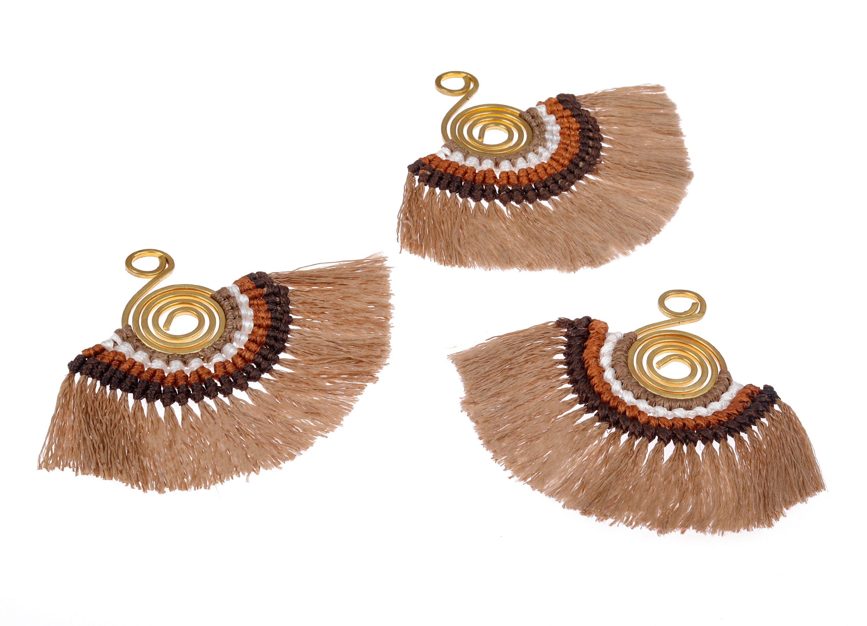 Fan Tassel Earring Charms with Brass - Tassel earring pendant - Fan Earrings Accessories - Jewelry Supplies - 81x69.19x3.34mm - TS1111 - DOMEDBAZAAR