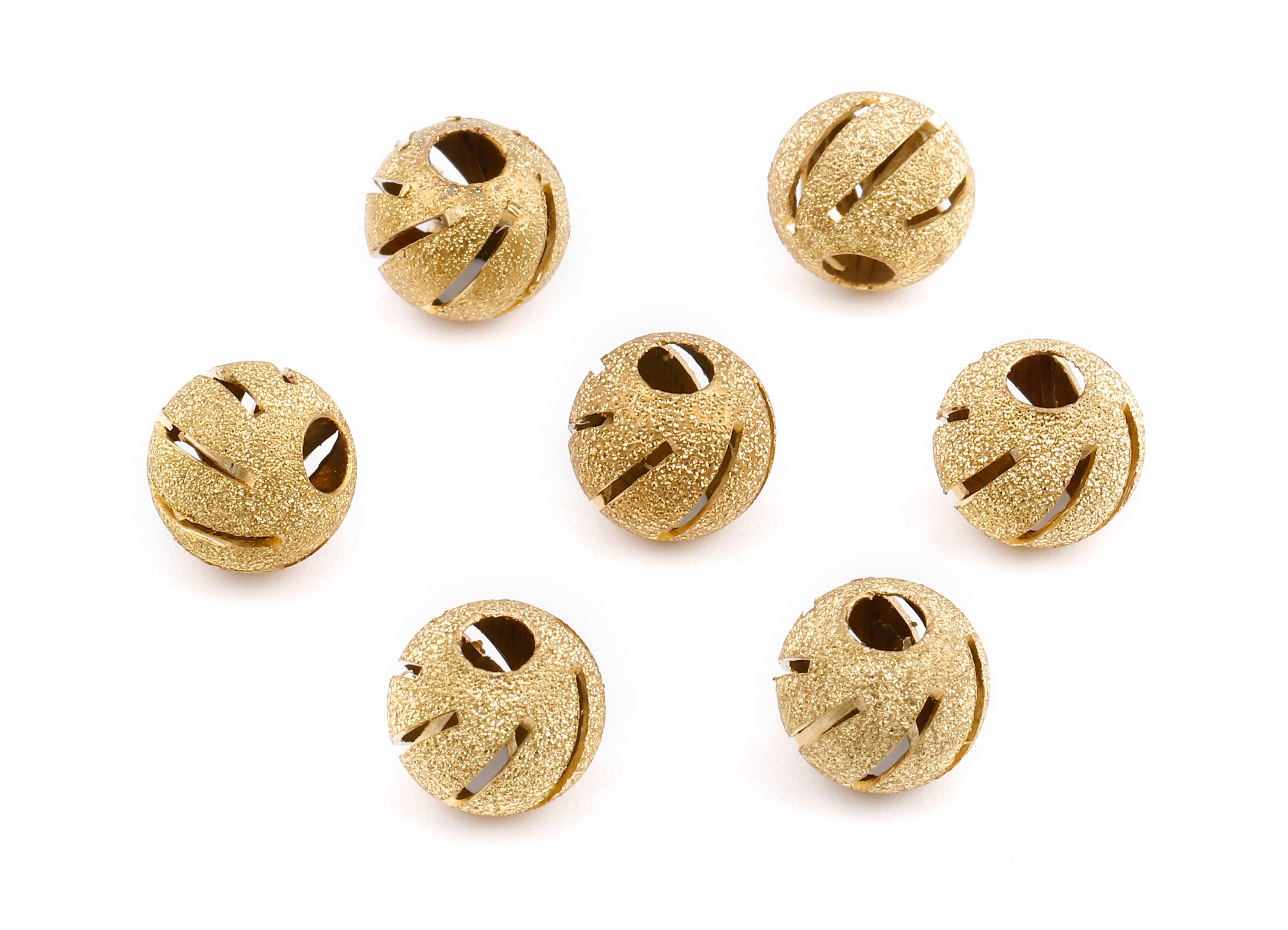 Brass Spacer Ball Beads - Raw Brass Spacer Ball Beads - Necklace Beads - Earring Findings - Jewelry Supplies - 10.12x9mm - PP2343 - DOMEDBAZAAR