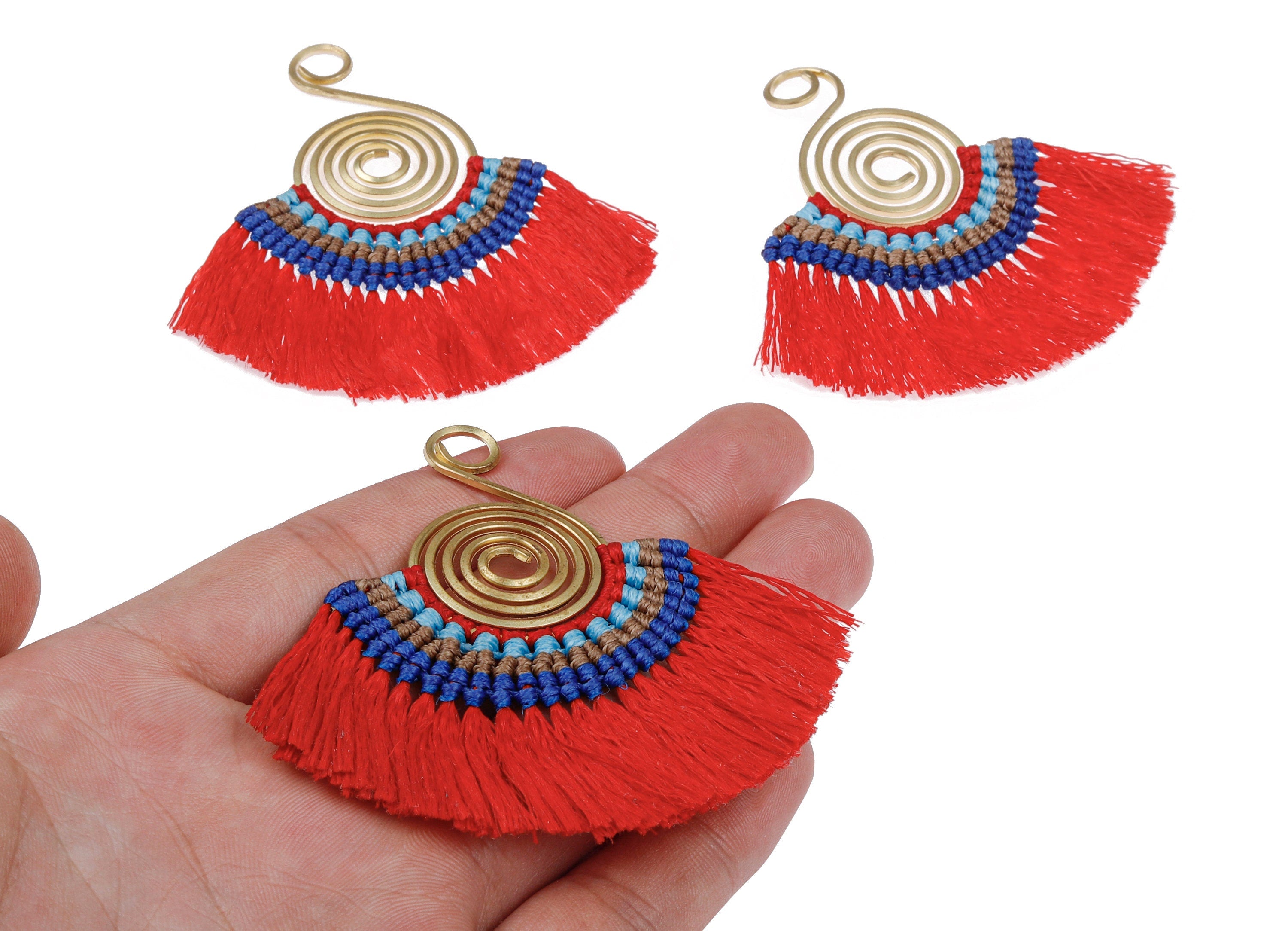 Fan Tassel Earring Charms with Brass - Tassel earring pendant - Fan Earrings Accessories - Jewelry Supplies - 81x69.19x3.34mm - TS1112 - DOMEDBAZAAR