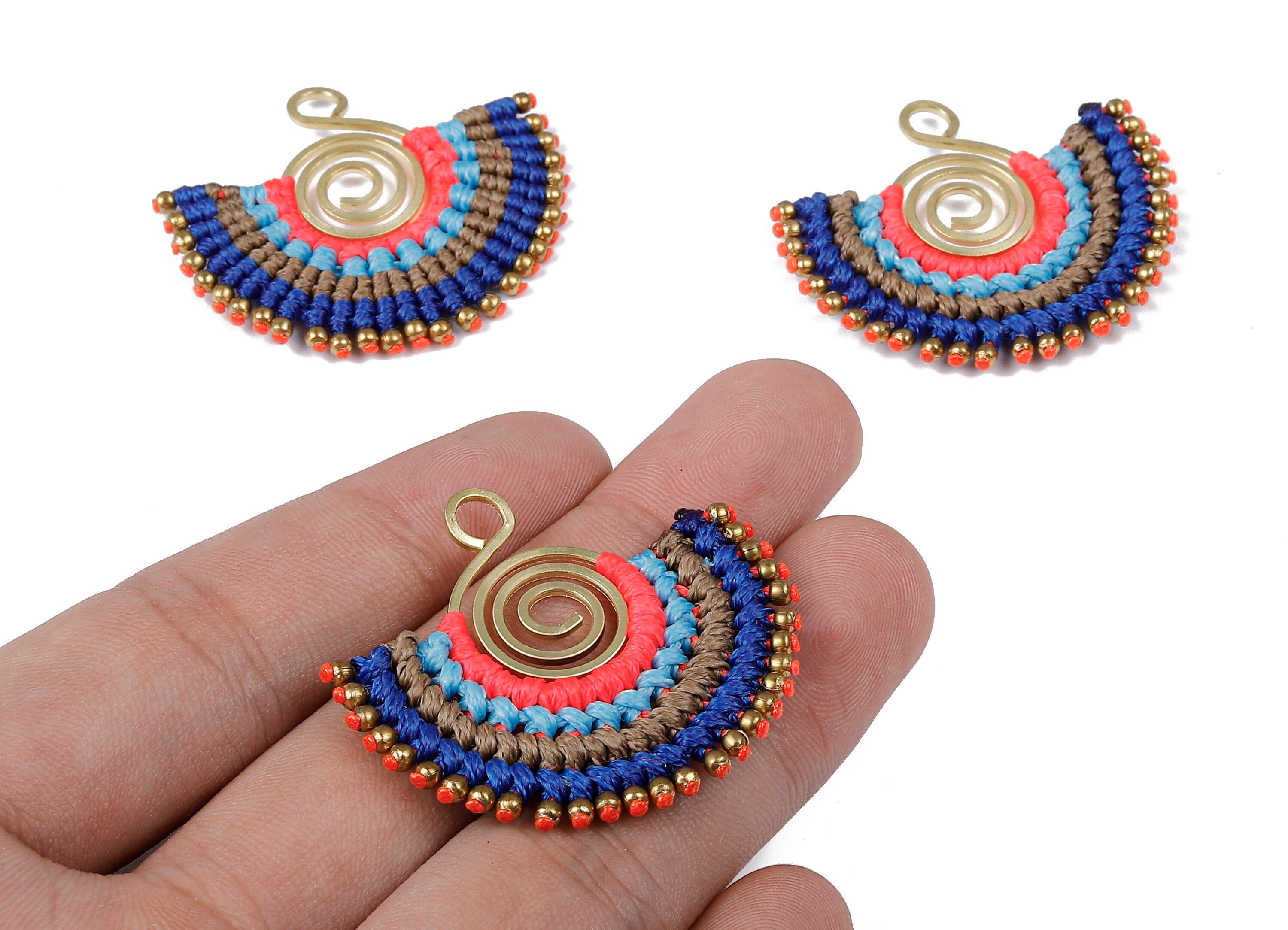 Fan Tassel Earring Charms with Beads - Tassel earring pendant - Fan Earrings Accessories - Jewelry Supplies - 42.79x36.38x3.29mm - TS1117 - DOMEDBAZAAR