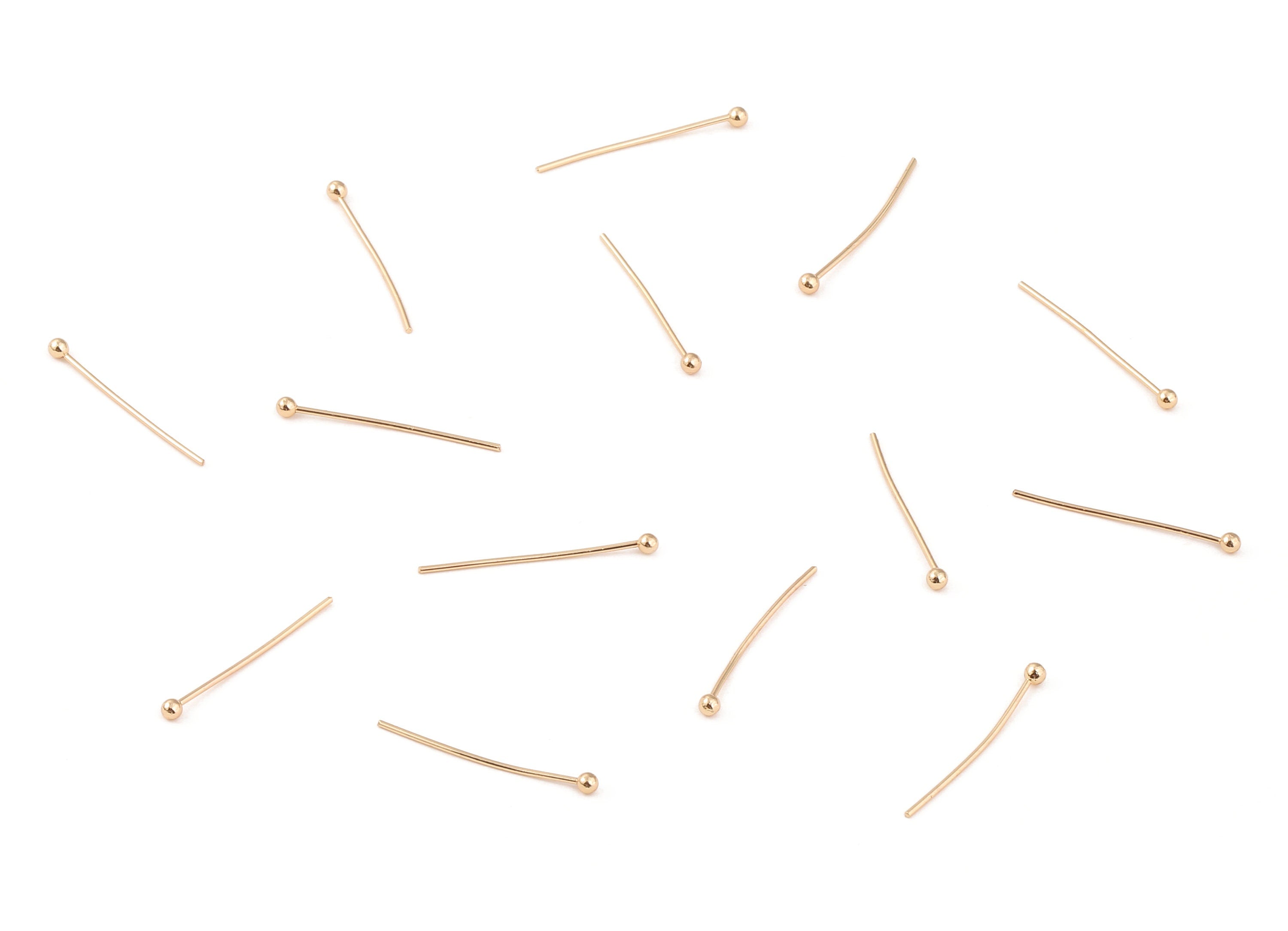 Brass Ball Earring Pin - Brass Ball Earring Post - 18K Real Gold Plated Brass Ball Stud - Jewelry Supplies - 20.22x0.59mm- RGP1231 - DOMEDBAZAAR