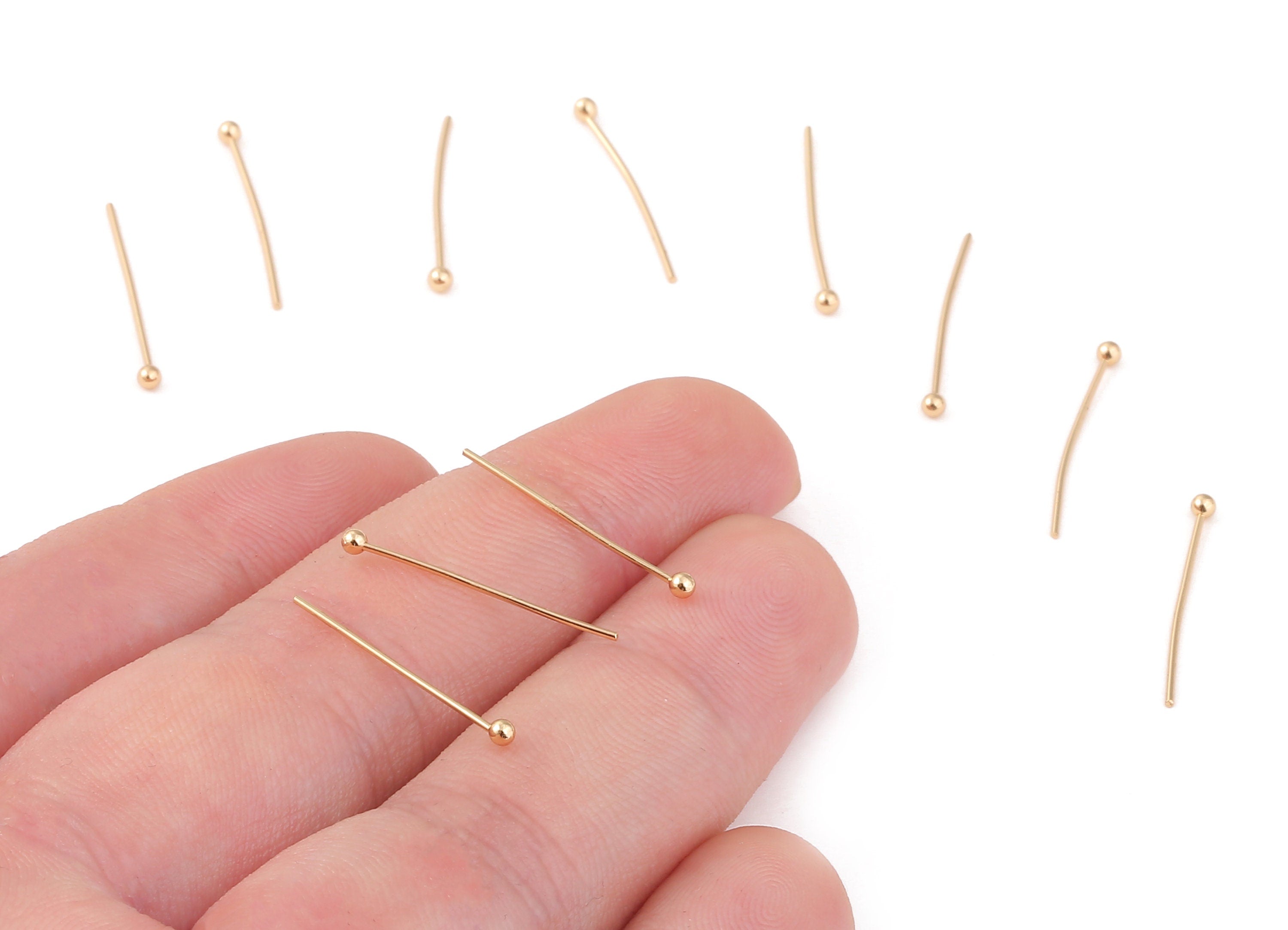 Brass Ball Earring Pin - Brass Ball Earring Post - 18K Real Gold Plated Brass Ball Stud - Jewelry Supplies - 20.22x0.59mm- RGP1231 - DOMEDBAZAAR