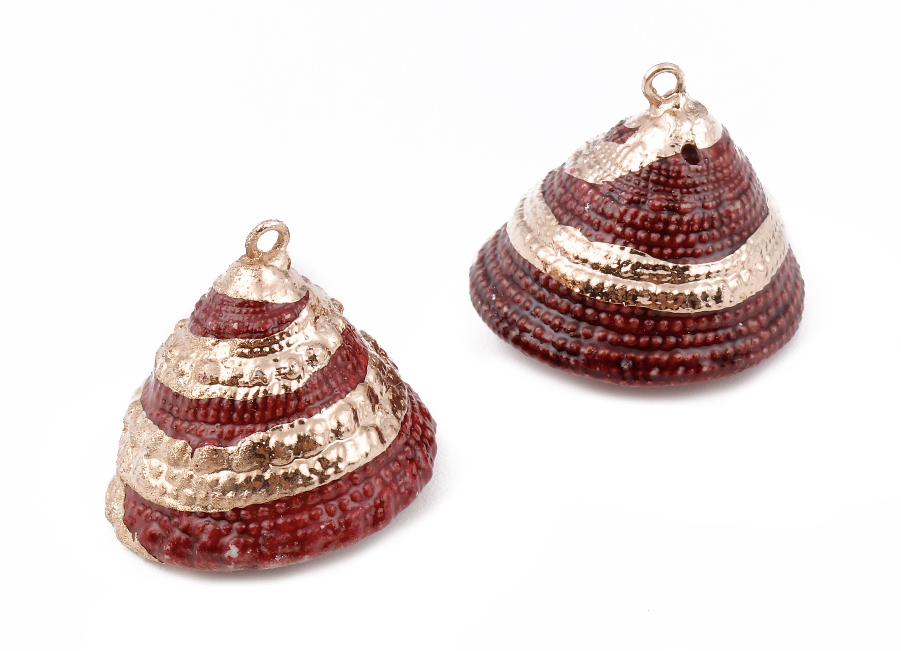 Cone Seashell Charms - Whelk Seashell Pendant - Natural Seashell Earrings - 1 Hole - 25.43x23.33mm - SF1128F - DOMEDBAZAAR