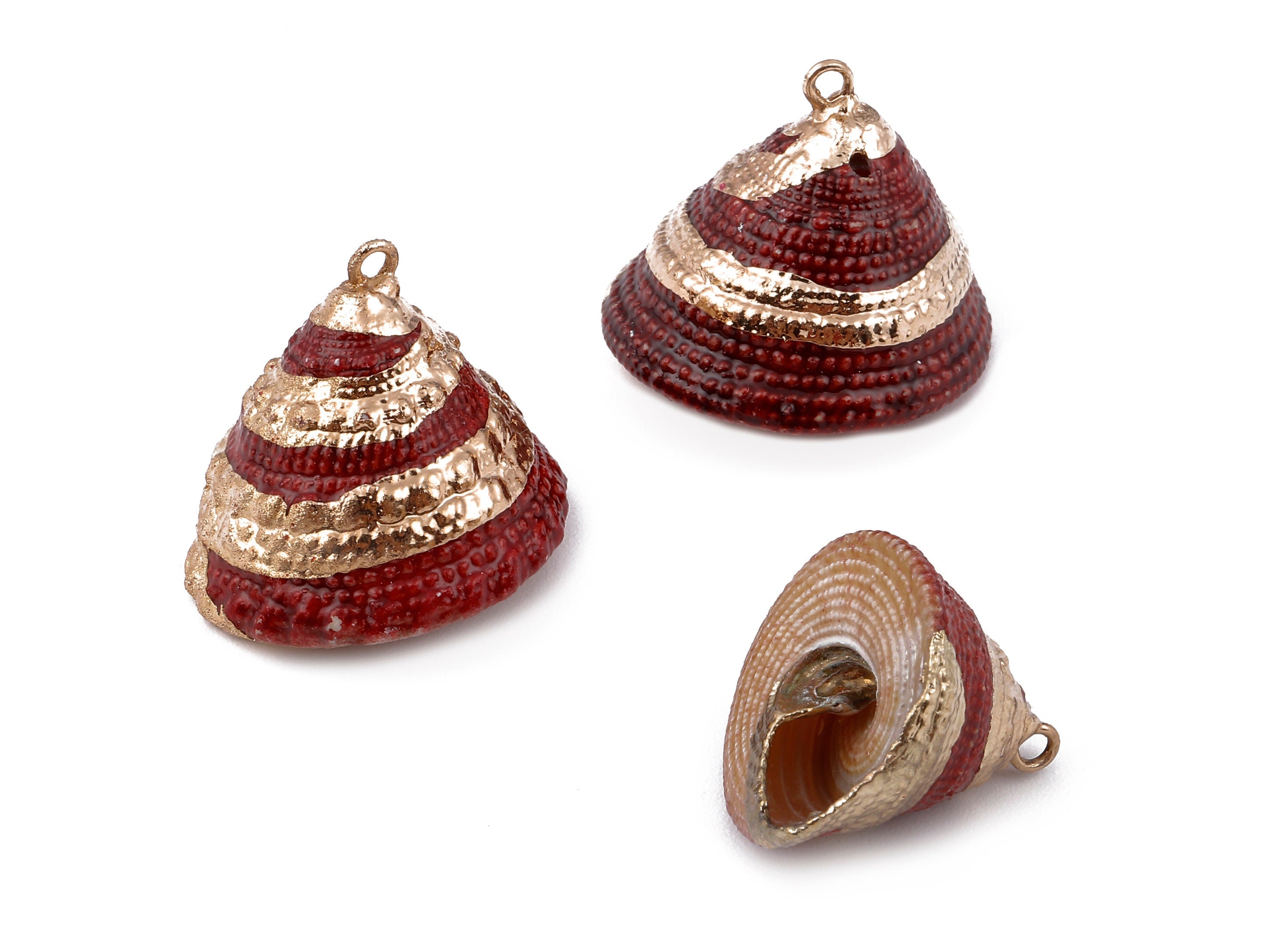 Cone Seashell Charms - Whelk Seashell Pendant - Natural Seashell Earrings - 1 Hole - 25.43x23.33mm - SF1128F - DOMEDBAZAAR