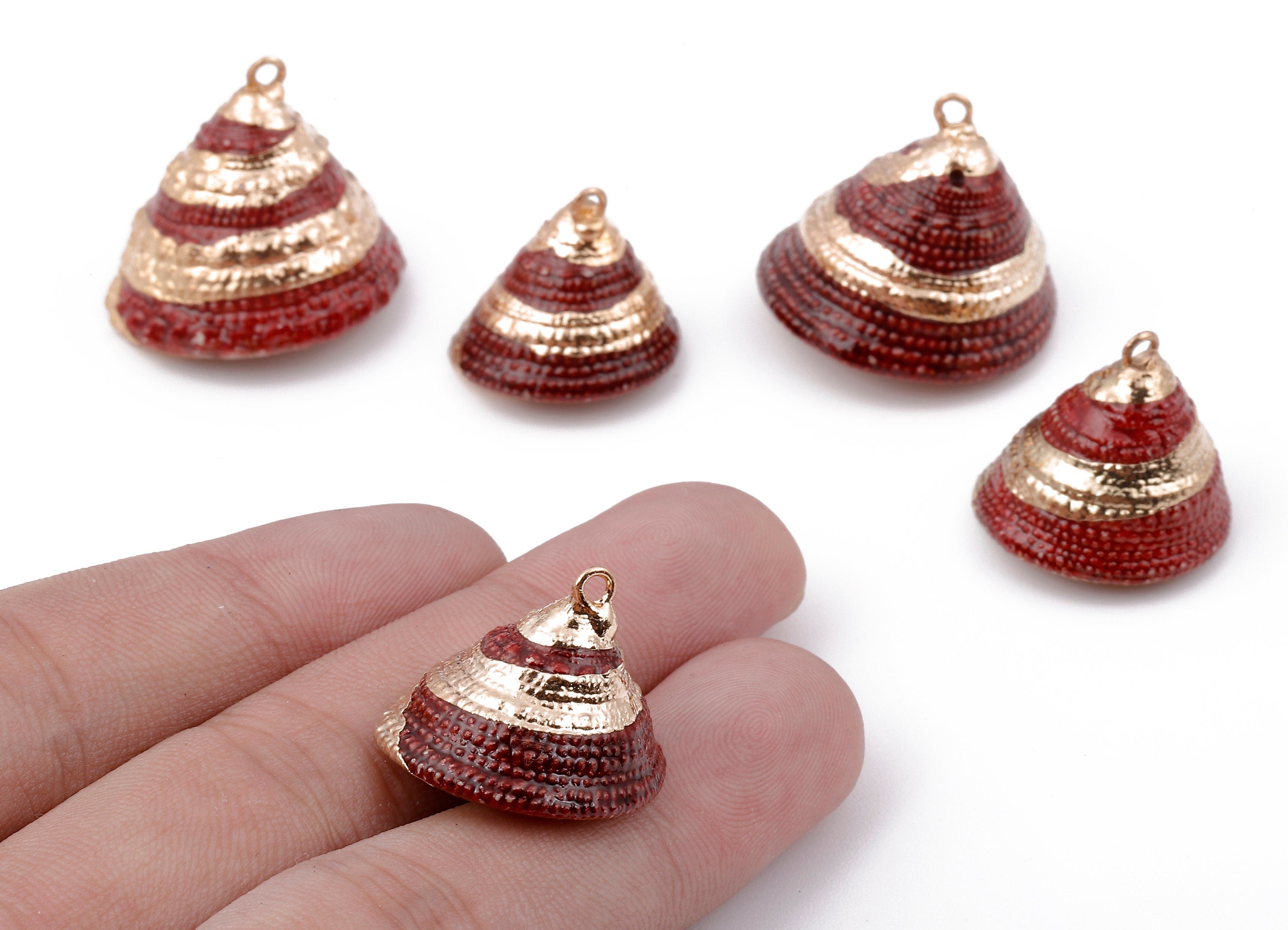 Cone Seashell Charms - Whelk Seashell Pendant - Natural Seashell Earrings - 1 Hole - 25.43x23.33mm - SF1128F - DOMEDBAZAAR