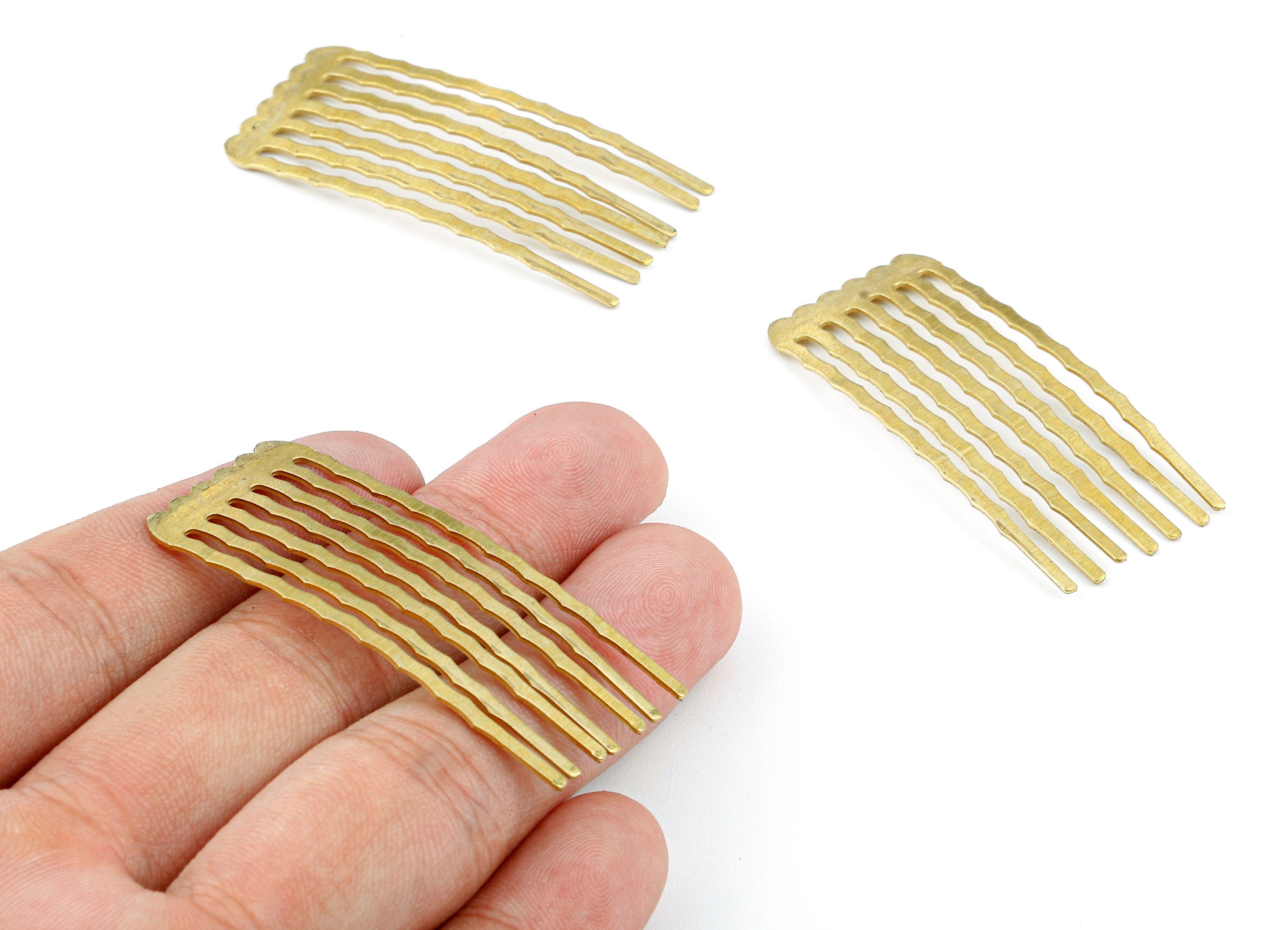 Brass Hair Comb - Brass Wavy Comb - Brass Hair Component - Brass Hair Base - Brass Hair Accessory - 50.13x21.96x0.61mm - PP2364 - DOMEDBAZAAR