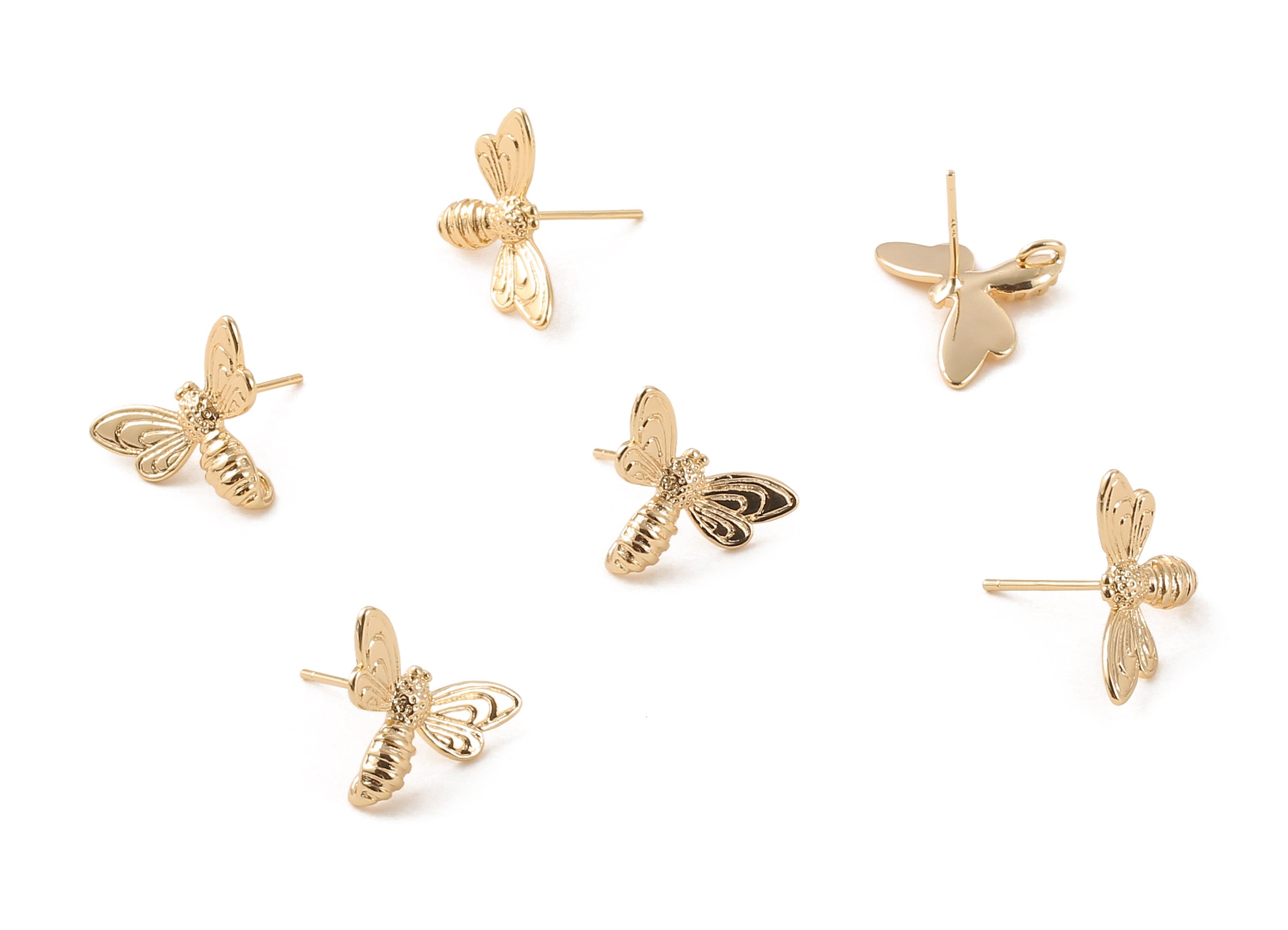 Brass Butterfly Earring Post - Brass Butterfly Earring Stud - 18K Real Gold Plated Brass - Jewelry Supplies - 16.83x13.19mm - RGP1072 - DOMEDBAZAAR