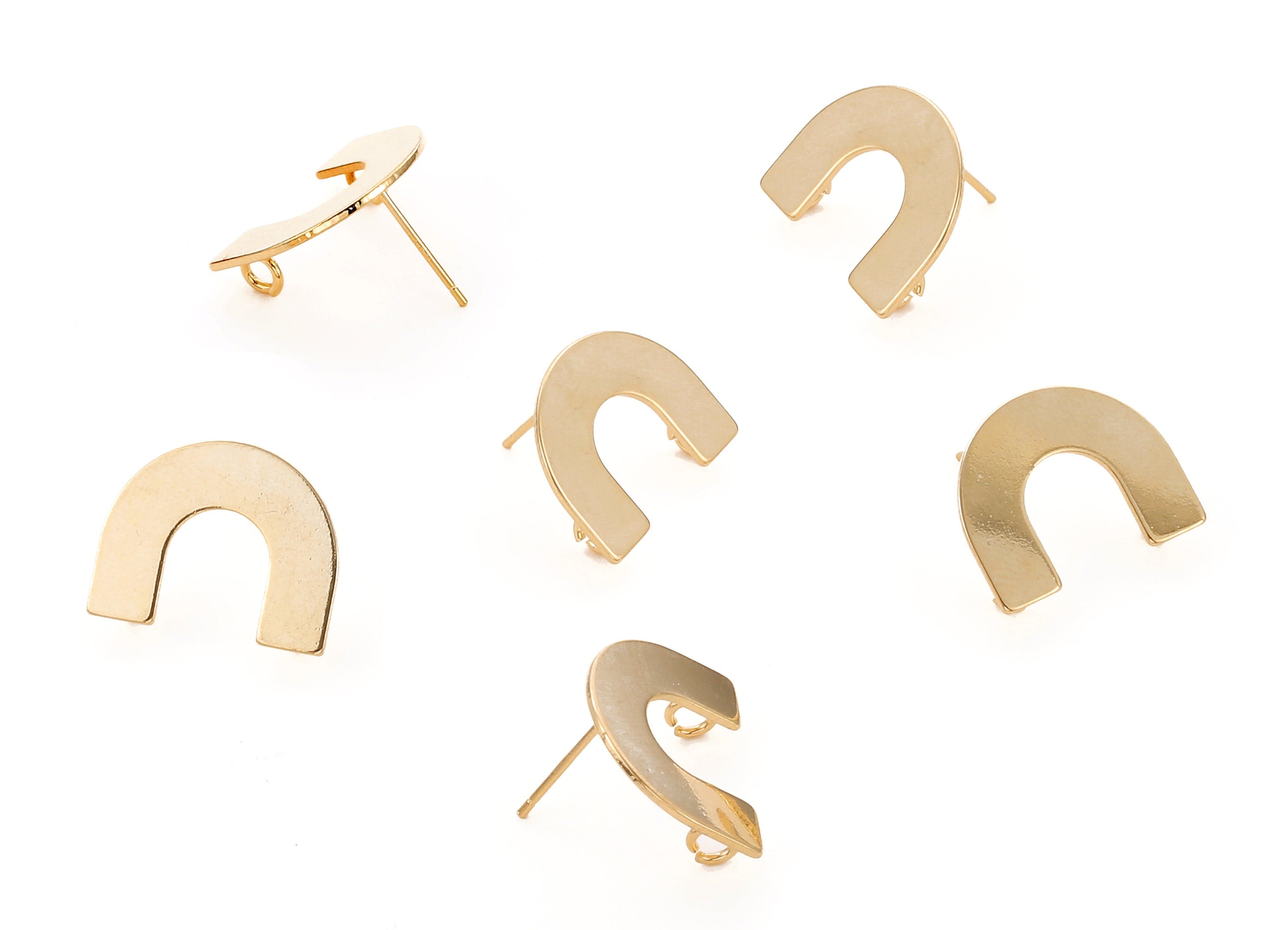 Brass U Earing Post - Brass U Earring Stud - 18K Real Gold Plated Brass - Jewelry Supplies - 18.45x14.62x0.79mm - RGP1044 - DOMEDBAZAAR