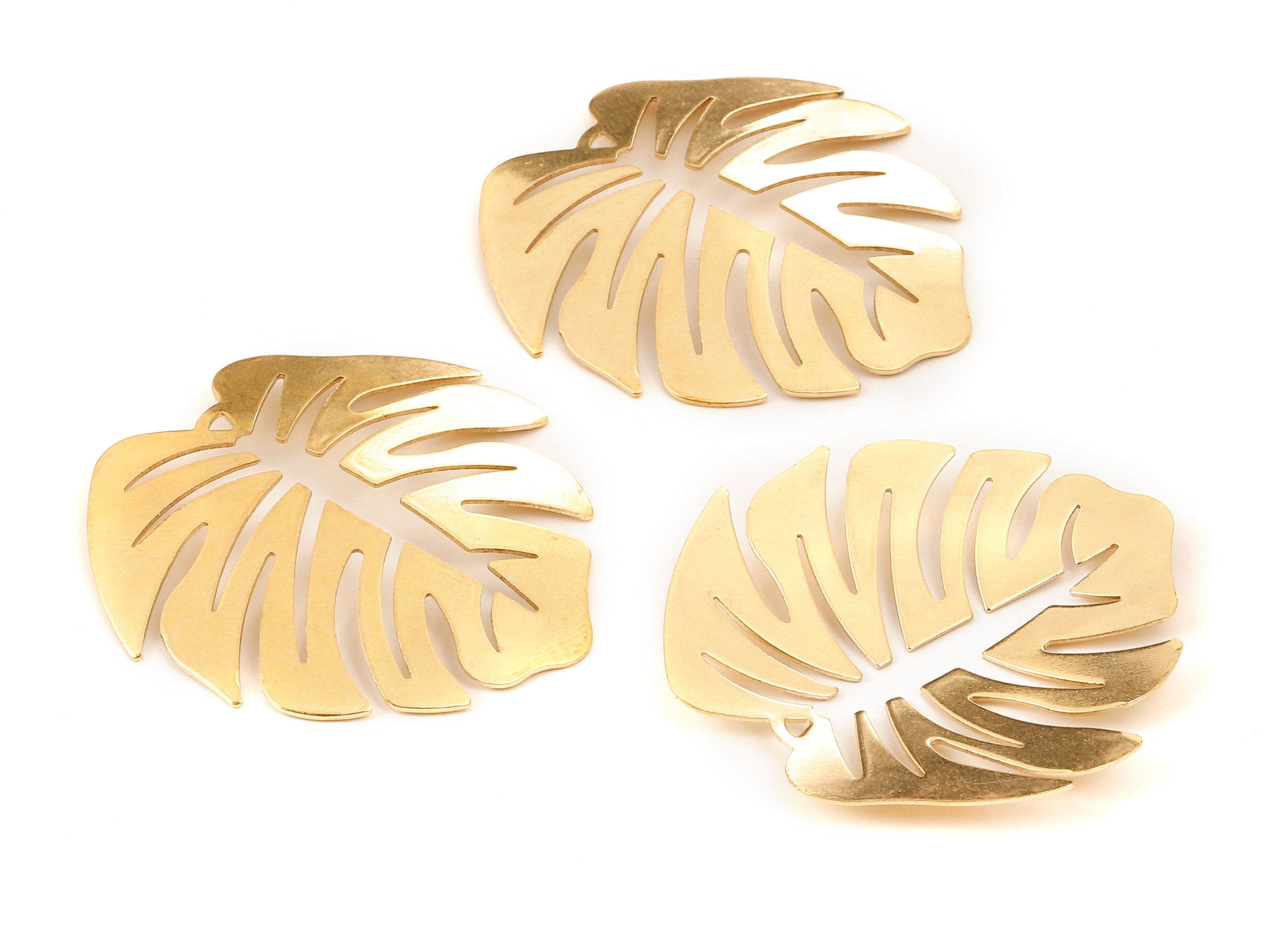 Brass Leaf Charms - Raw Brass Leaf Earrings and Pendant - Earring Findings - Jewelry Supplies - 45.75x44.25x0.84mm - PP2345 - DOMEDBAZAAR
