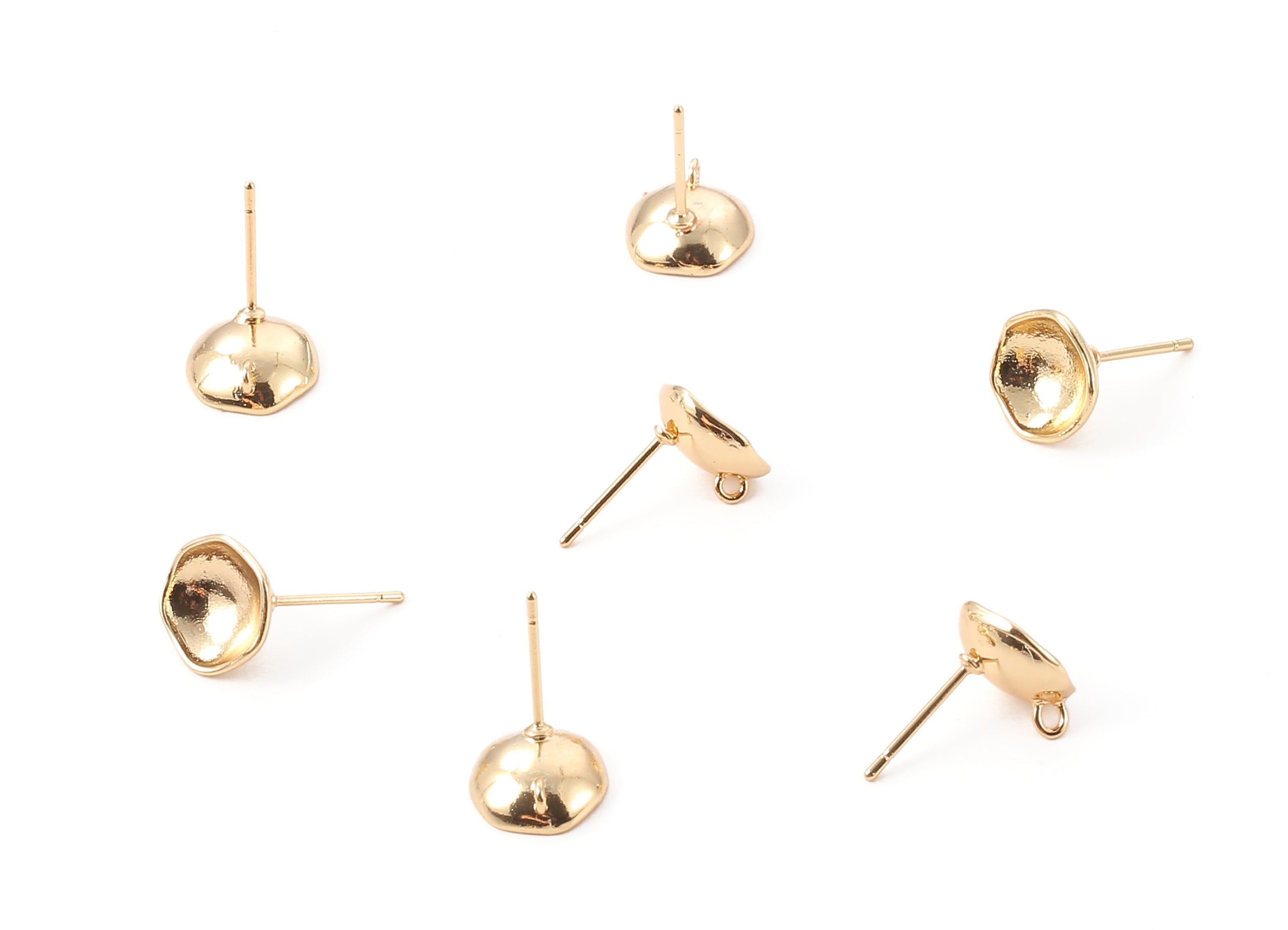 Brass Round Earring Post - Brass Round Earring Stud - 18K Real Gold Plated Brass Stud - Jewelry Supplies - 9.71x9.71x1.08mm - RGP1236 - DOMEDBAZAAR