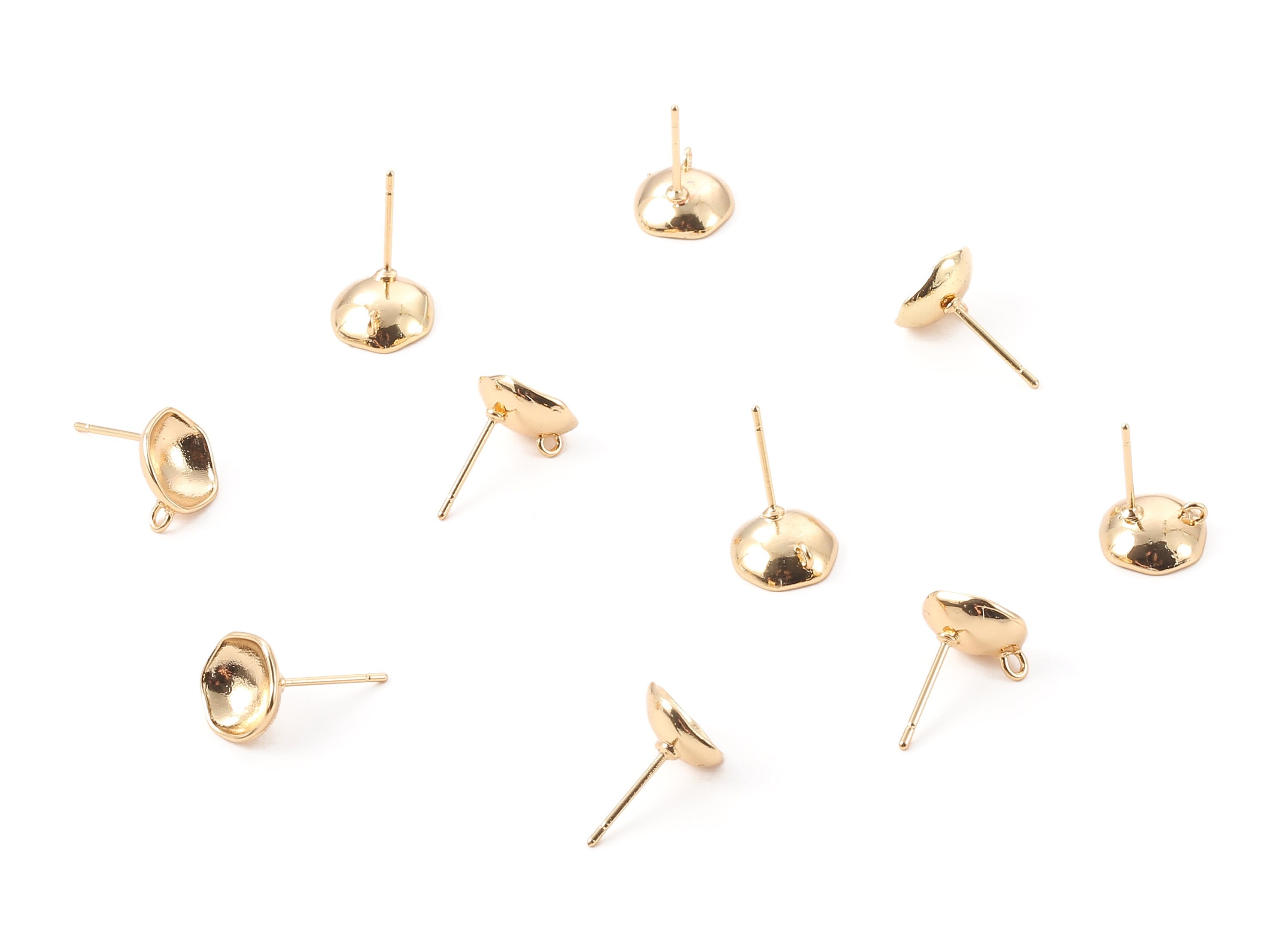 Brass Round Earring Post - Brass Round Earring Stud - 18K Real Gold Plated Brass Stud - Jewelry Supplies - 9.71x9.71x1.08mm - RGP1236 - DOMEDBAZAAR