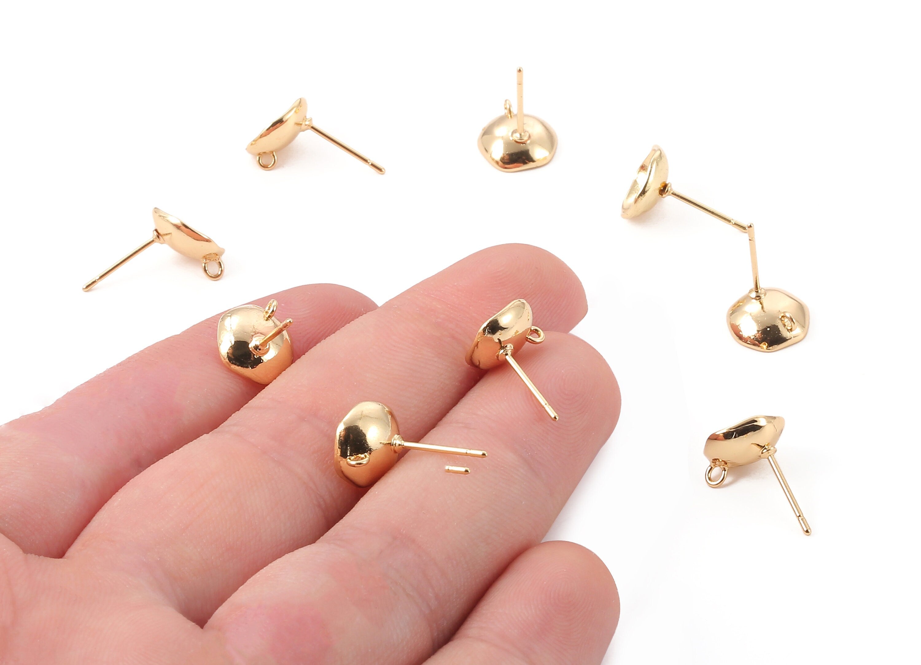 Brass Round Earring Post - Brass Round Earring Stud - 18K Real Gold Plated Brass Stud - Jewelry Supplies - 9.71x9.71x1.08mm - RGP1236 - DOMEDBAZAAR