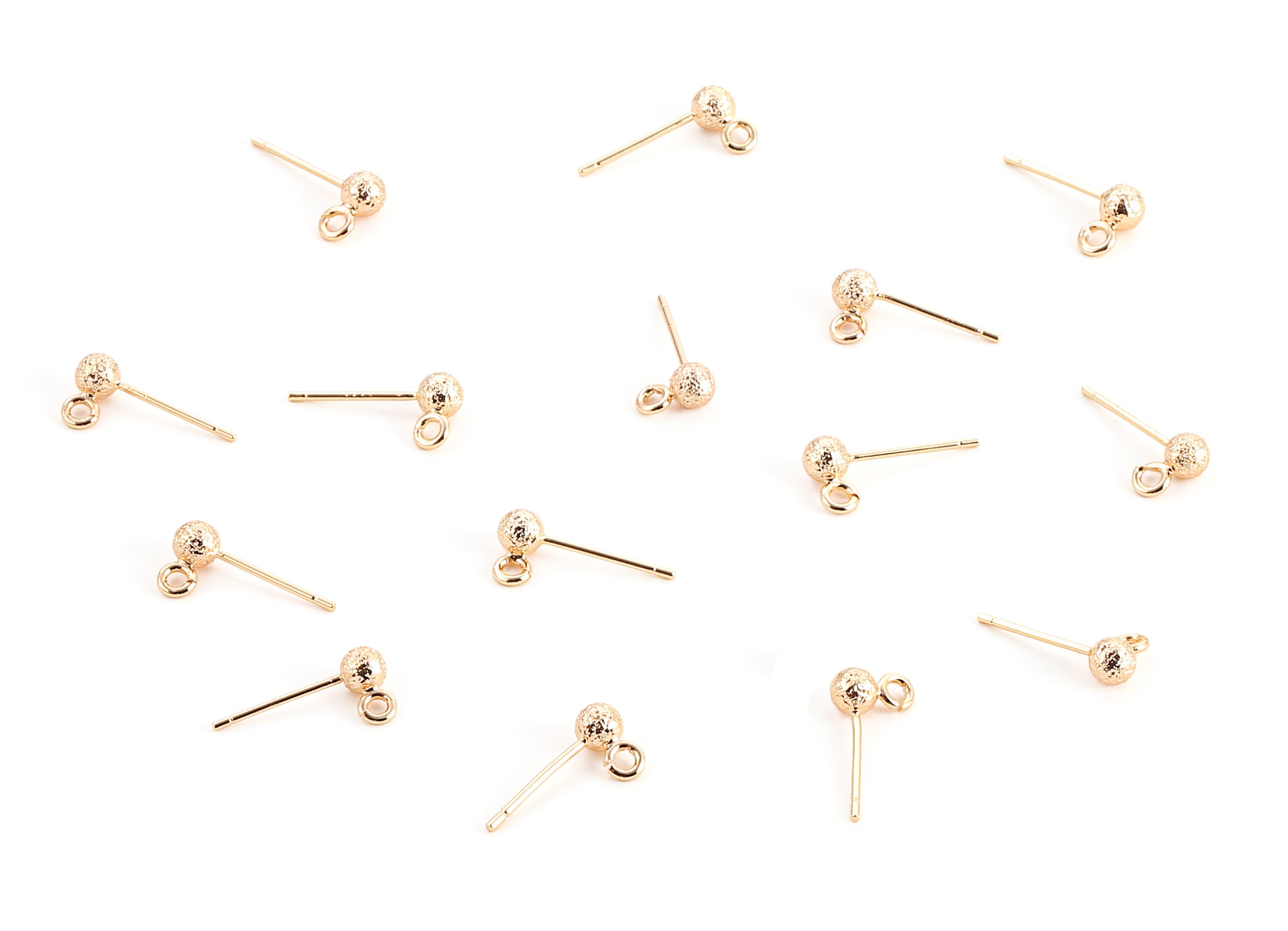 Brass Earring Post With Ball Pad Studs - Brass Ball Posts - 18K Real Gold Plated Brass Stud - Jewelry Supplies - 6.68x3.77mm - RGP1165 - DOMEDBAZAAR