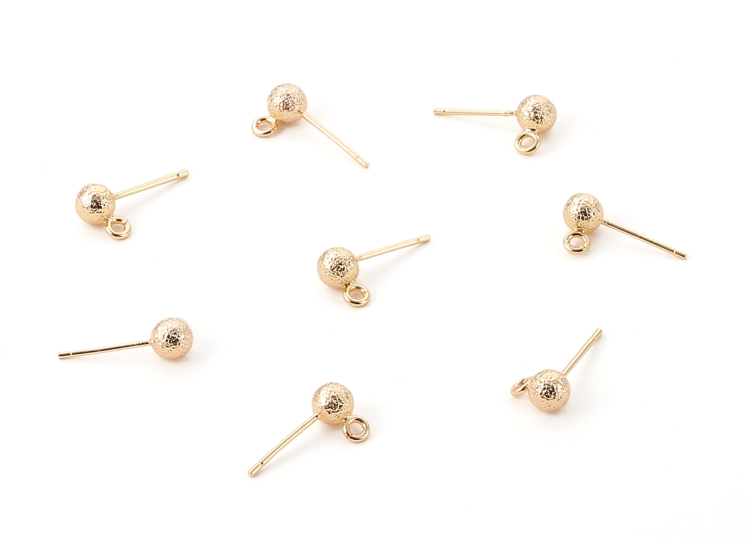 Brass Earring Post With Ball Pad Studs - Brass Ball Posts - 18K Real Gold Plated Brass Stud - Jewelry Supplies - 7.77x4.78mm - RGP1169 - DOMEDBAZAAR