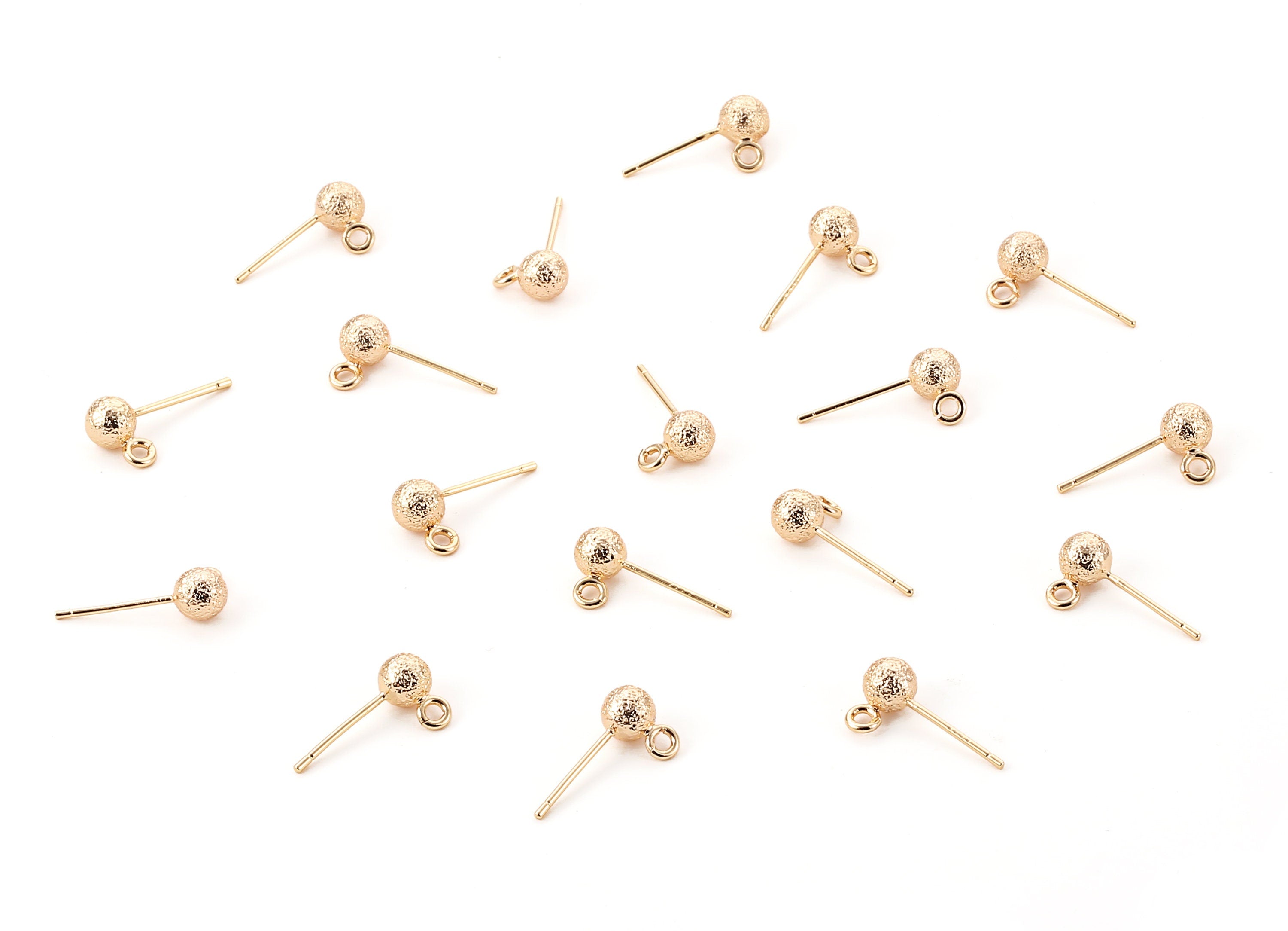 Brass Earring Post With Ball Pad Studs - Brass Ball Posts - 18K Real Gold Plated Brass Stud - Jewelry Supplies - 7.77x4.78mm - RGP1169 - DOMEDBAZAAR