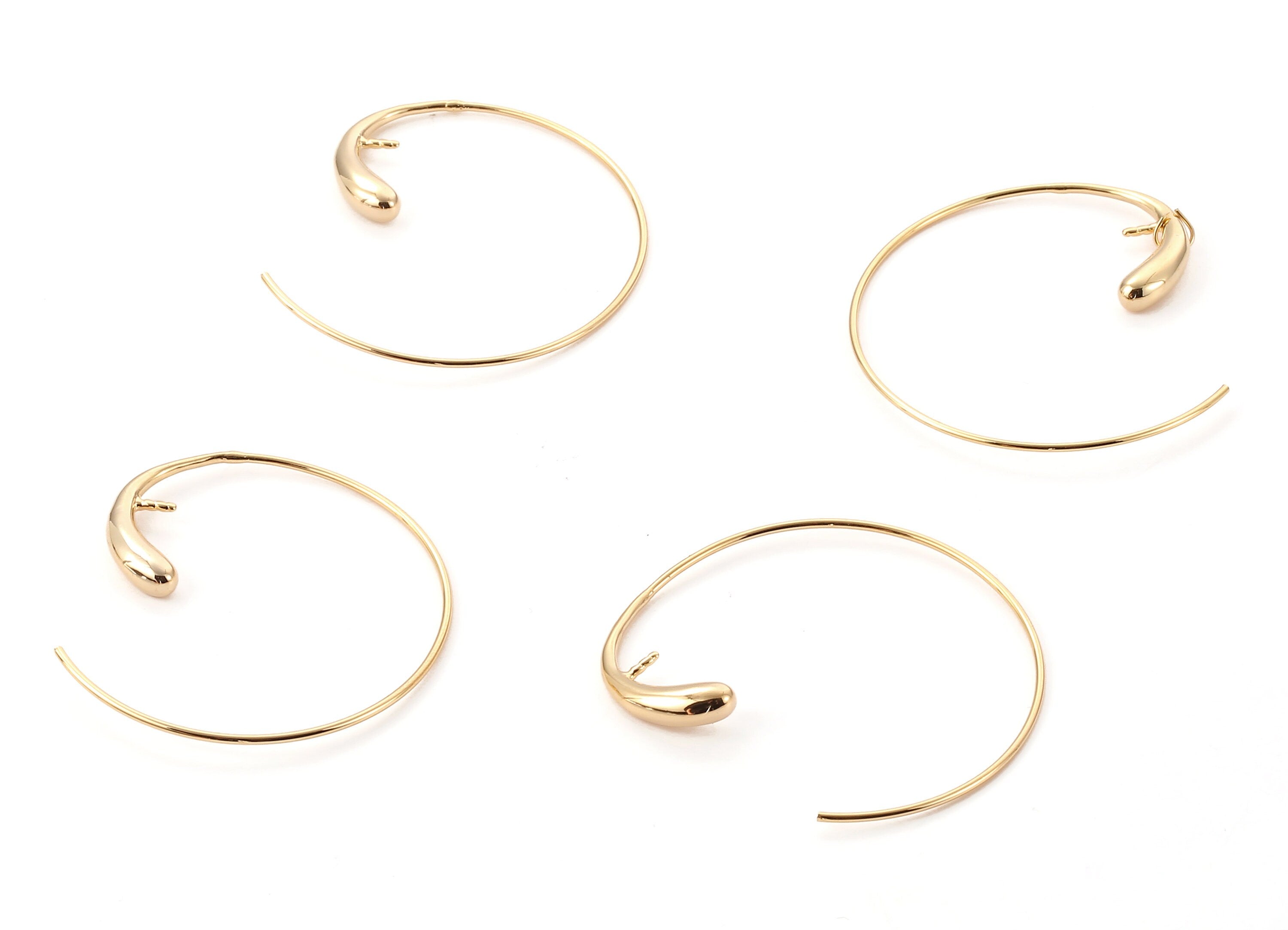 Brass C Earring Wire For Pearl - Brass C Earring Post - 18K Real Gold Plated Brass Stud - Jewelry Supplies - 36.84x32.48mm - RGP1094 - DOMEDBAZAAR
