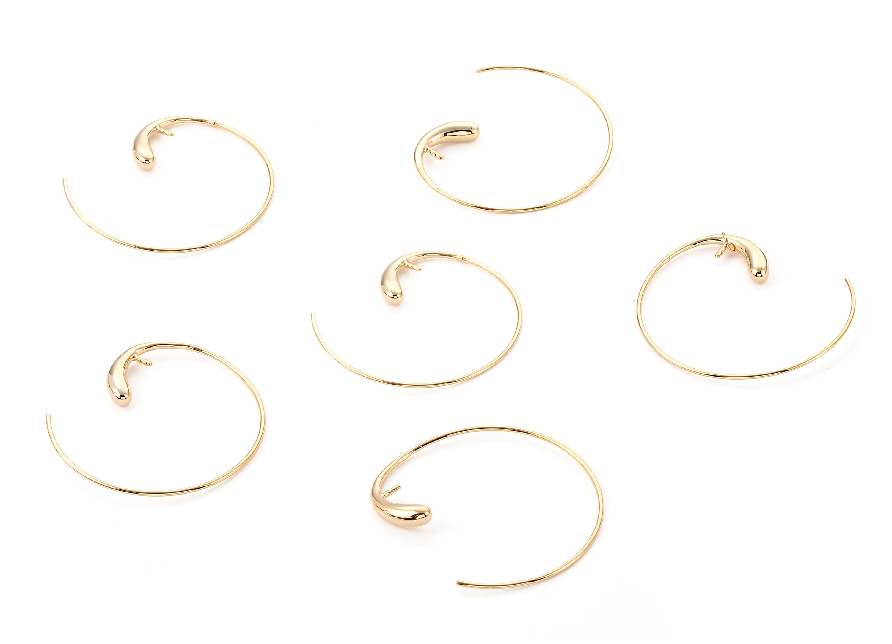 Brass C Earring Wire For Pearl - Brass C Earring Post - 18K Real Gold Plated Brass Stud - Jewelry Supplies - 36.84x32.48mm - RGP1094 - DOMEDBAZAAR