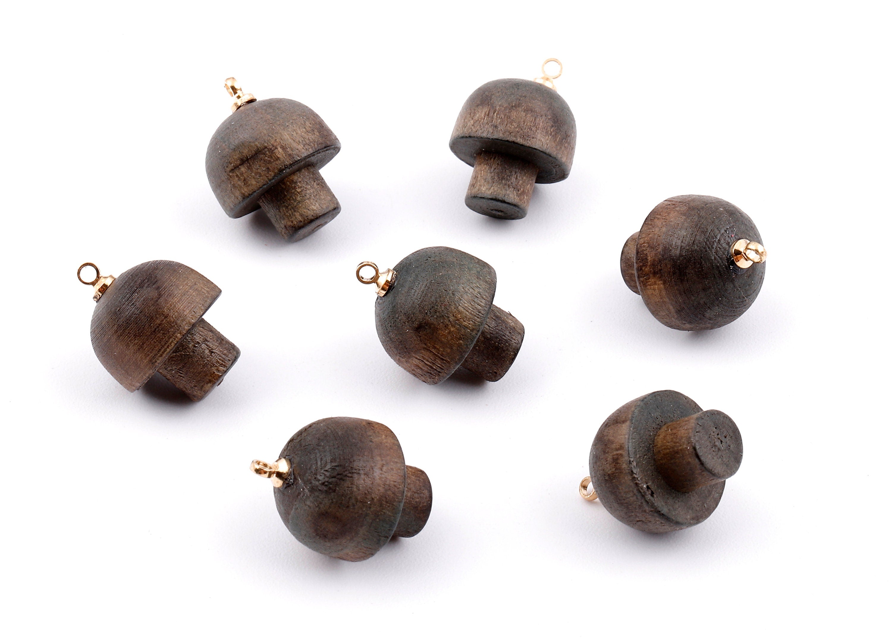 Wooden Mushroom Charms - Wooden Mushroom Pendant - Natural Wood Mushroom Earring Pendant - Wood with Alloy - 16.61x13.69mm - BB1089 - DOMEDBAZAAR