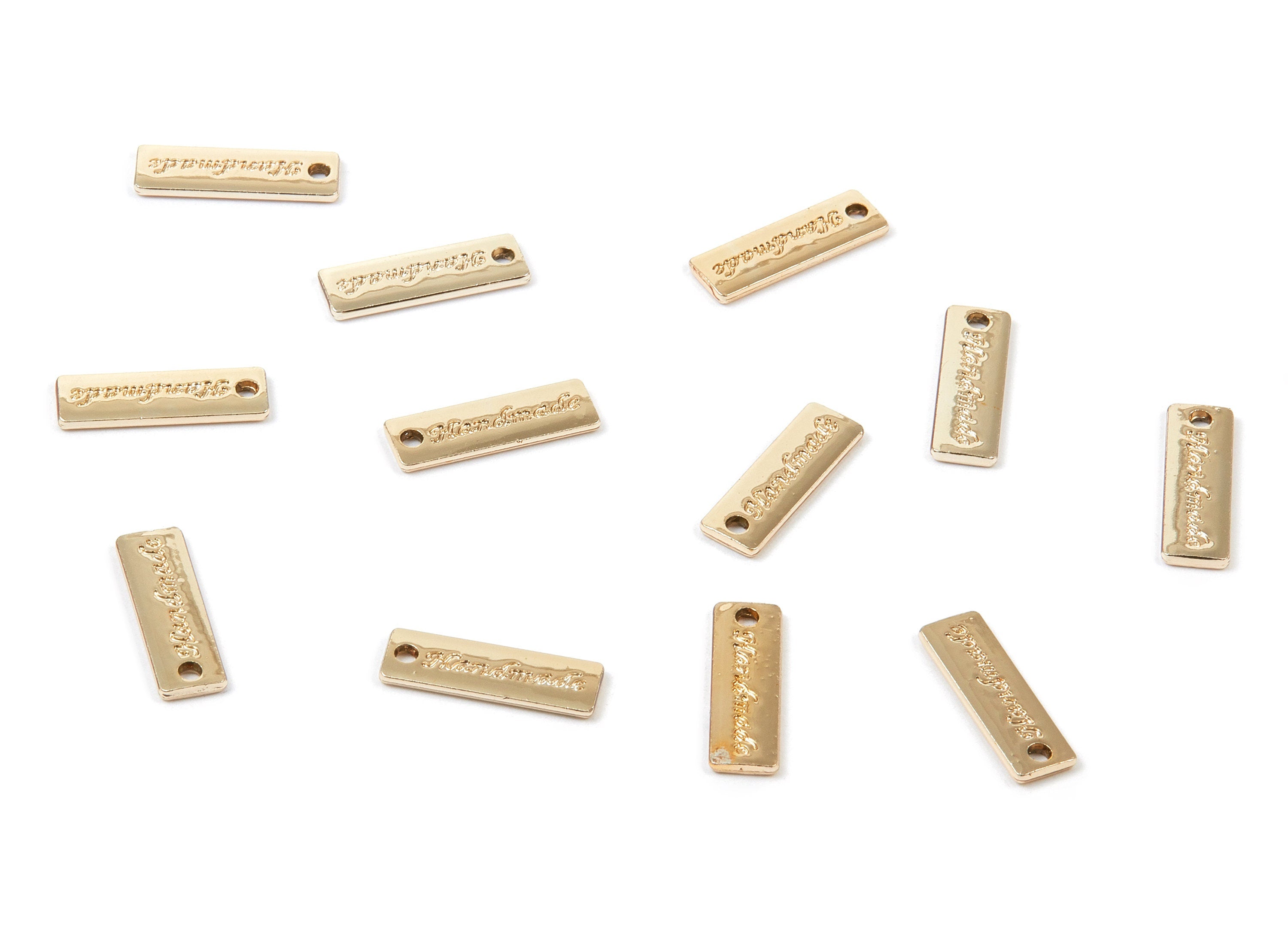 Alloy Rectangle Charms - Zinc Alloy Rectangle Stamped Handmade Marks - Gold Tone Plated - Necklace Pendant - 17.06x5.51x1.32mm - ZZ1328 - DOMEDBAZAAR