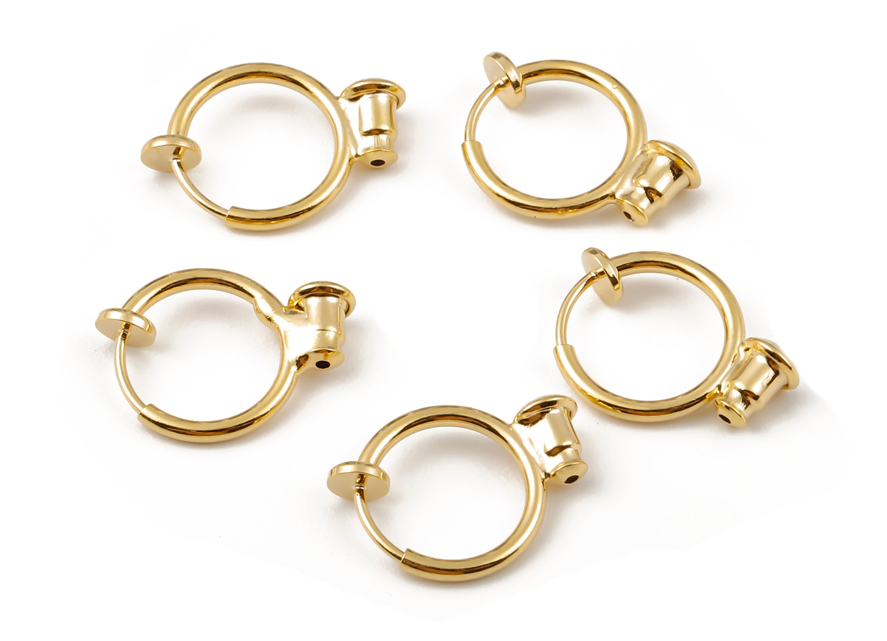 Brass Round Earring Stopper - Round Earring Stud - 18K Real Gold Plated Brass Stud - Jewelry Supplies - 18.31x12.81mm - RGP1103 - DOMEDBAZAAR