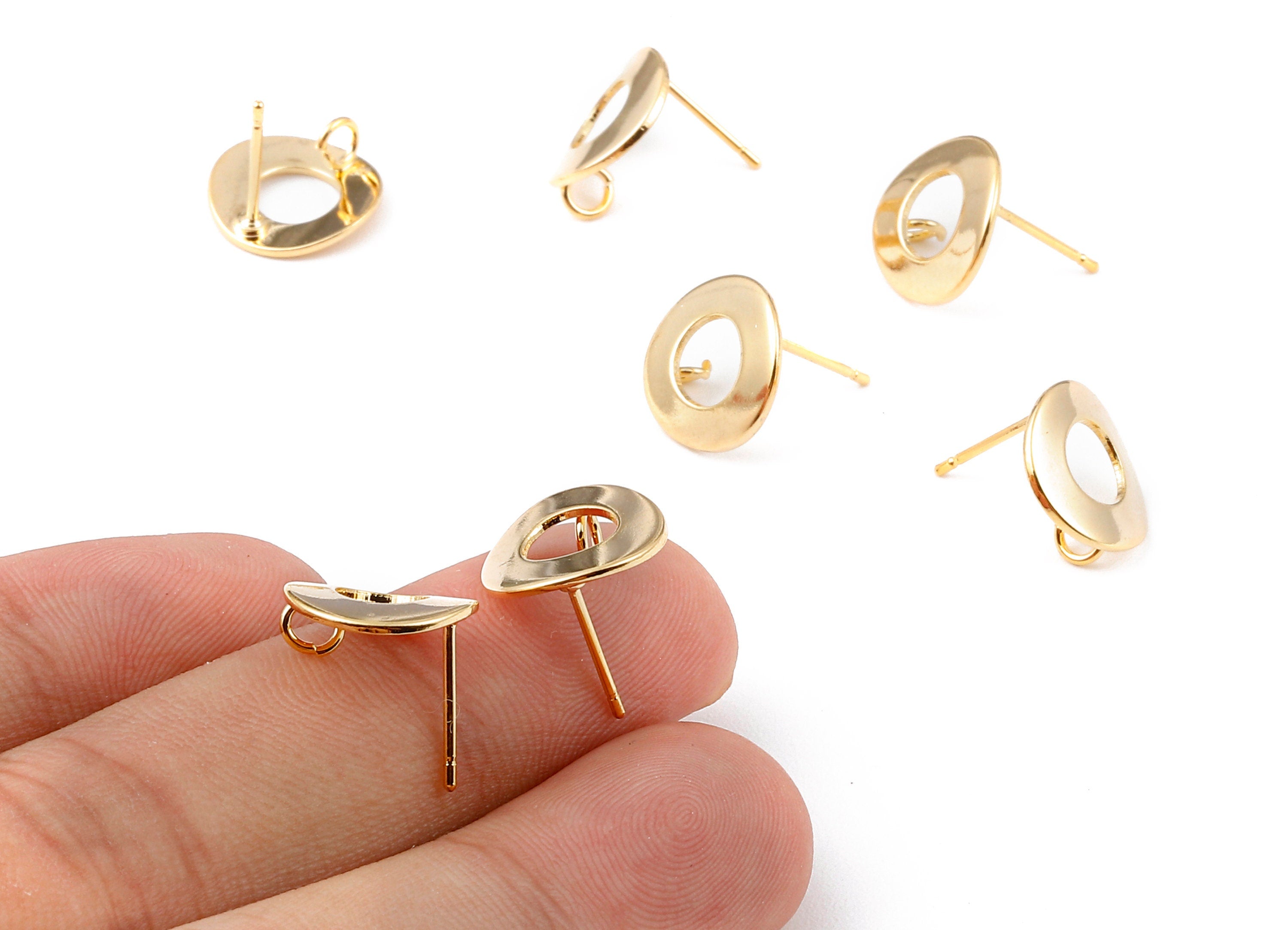 Brass Round Posts - Round Earring Stud - 18K Real Gold Plated Brass Stud - Jewelry Supplies - 12.15x12.03x0.82mm - RGP1114 - DOMEDBAZAAR