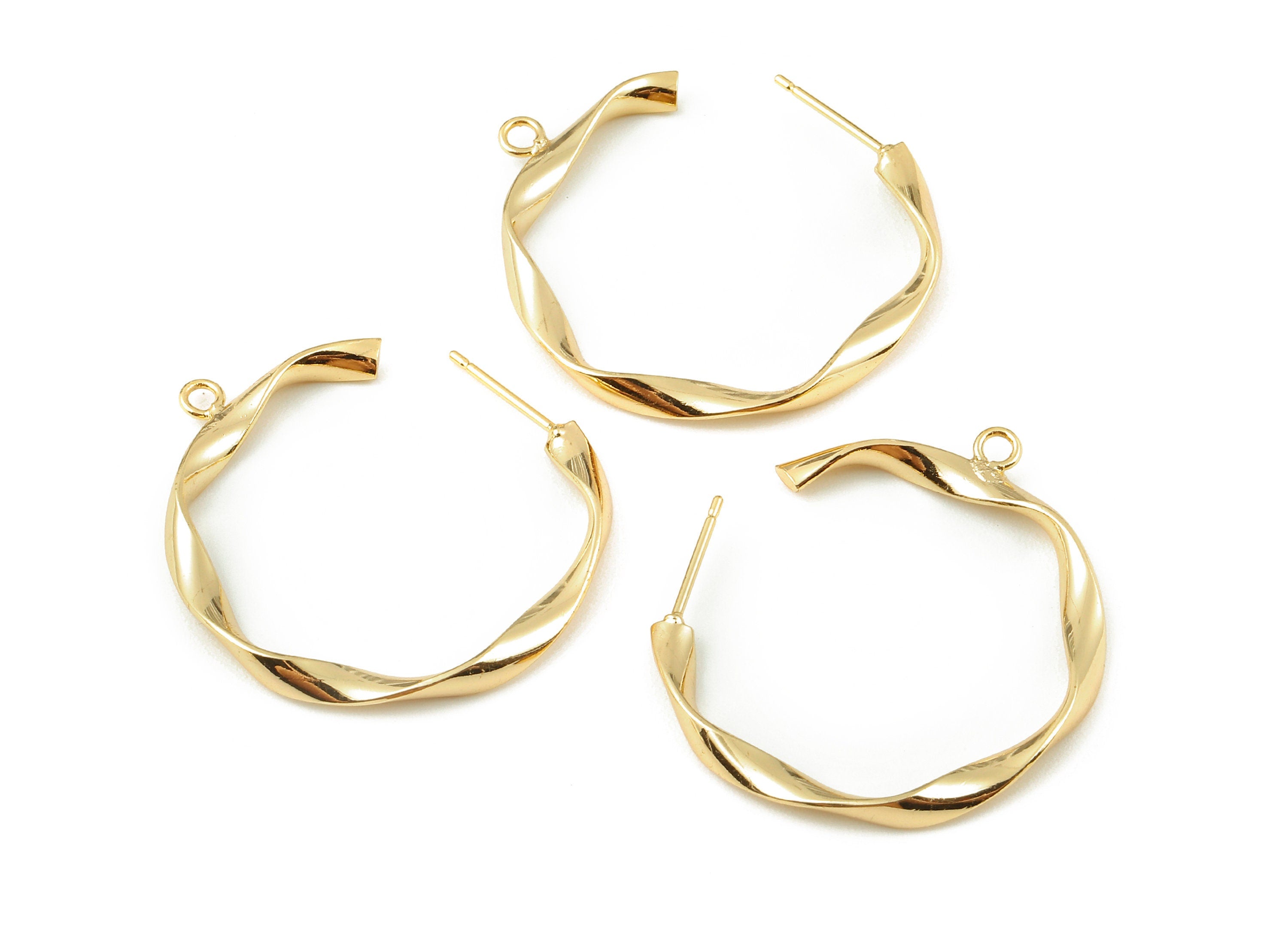 Brass C Earring Post - Brass C Earring Stud - 18K Real Gold Plated Brass Stud - Jewelry Supplies - 35.29x33.86x1.65mm - RGP1119 - DOMEDBAZAAR