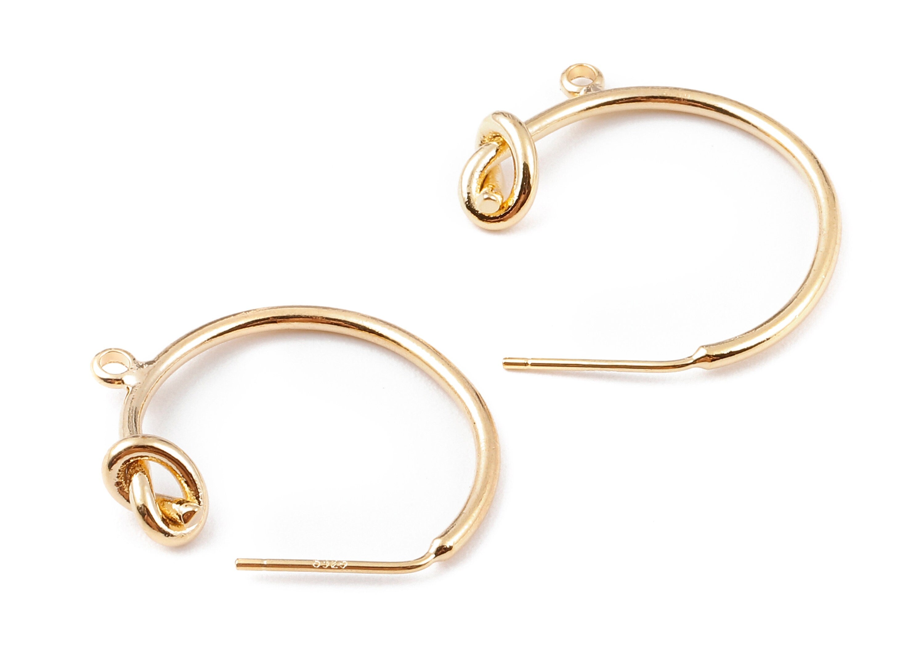 Brass C Earring Post - Node Earring Stud - 18K Real Gold Plated Brass Stud - Jewelry Supplies - 27.37x24.9mm - RGP1130 - DOMEDBAZAAR