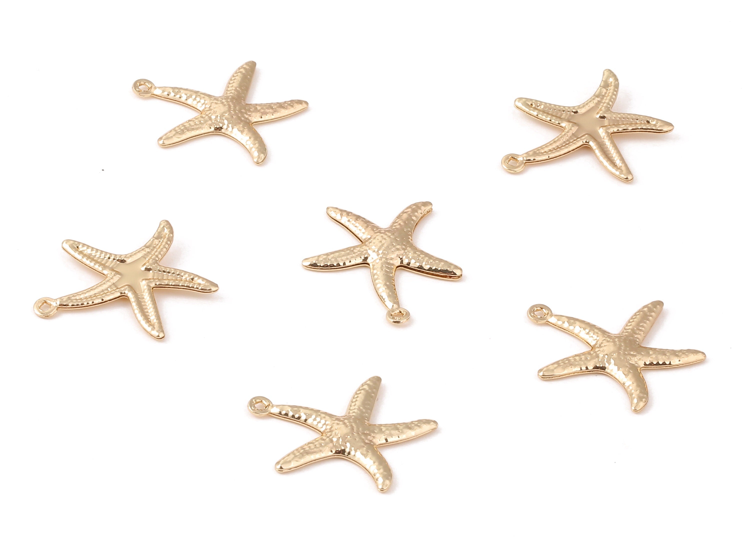 Brass Starfish Earring Charms - Brass Starfish Earring Pendant - 18K Real Gold Plated Brass - Necklace Pendant - 22.27x19.39x1.6mm - RGP1238 - DOMEDBAZAAR