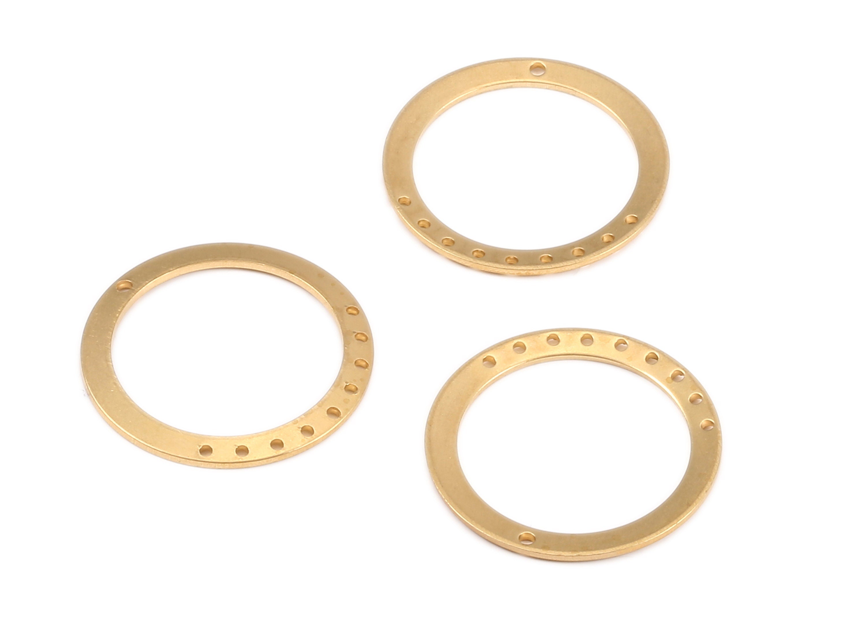 Brass Circle Connector - Raw Brass Circle Connectors With Multiple holes - Jewelry Supplies - 27.43x27.43x0.95mm - PP2167 - DOMEDBAZAAR