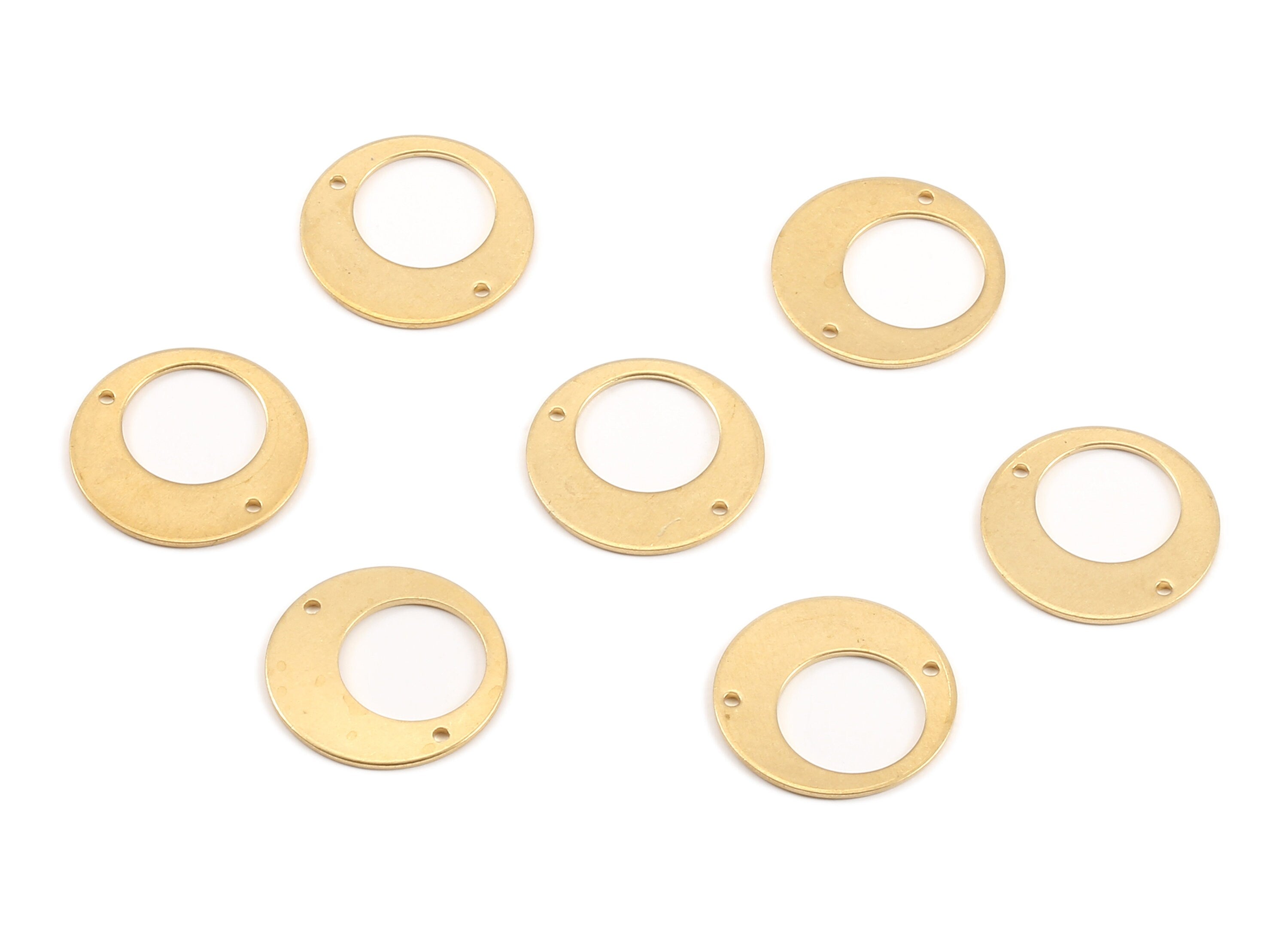 Brass Circle Connector - Raw Brass Circle Connectors With 2 Holes - Jewelry Supplies - 18.07x18.07x0.76mm - PP2164 - DOMEDBAZAAR