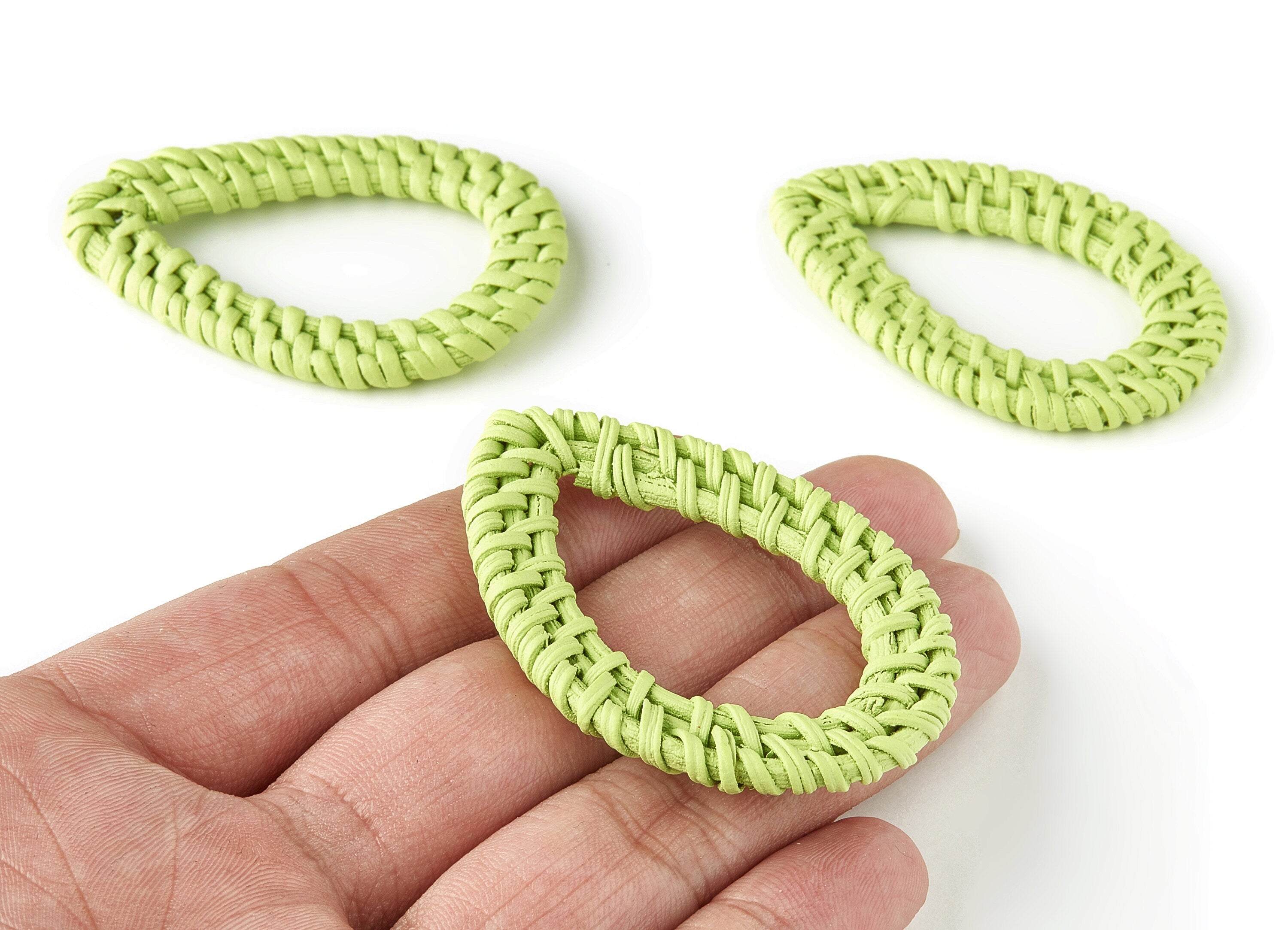 Handwoven Rattan Drop Charms - Drop Earrings and Pendant - Wooden Straw Earrings - Jewelry Handmade - 52.3x36x4.22mm - RT1298 - DOMEDBAZAAR