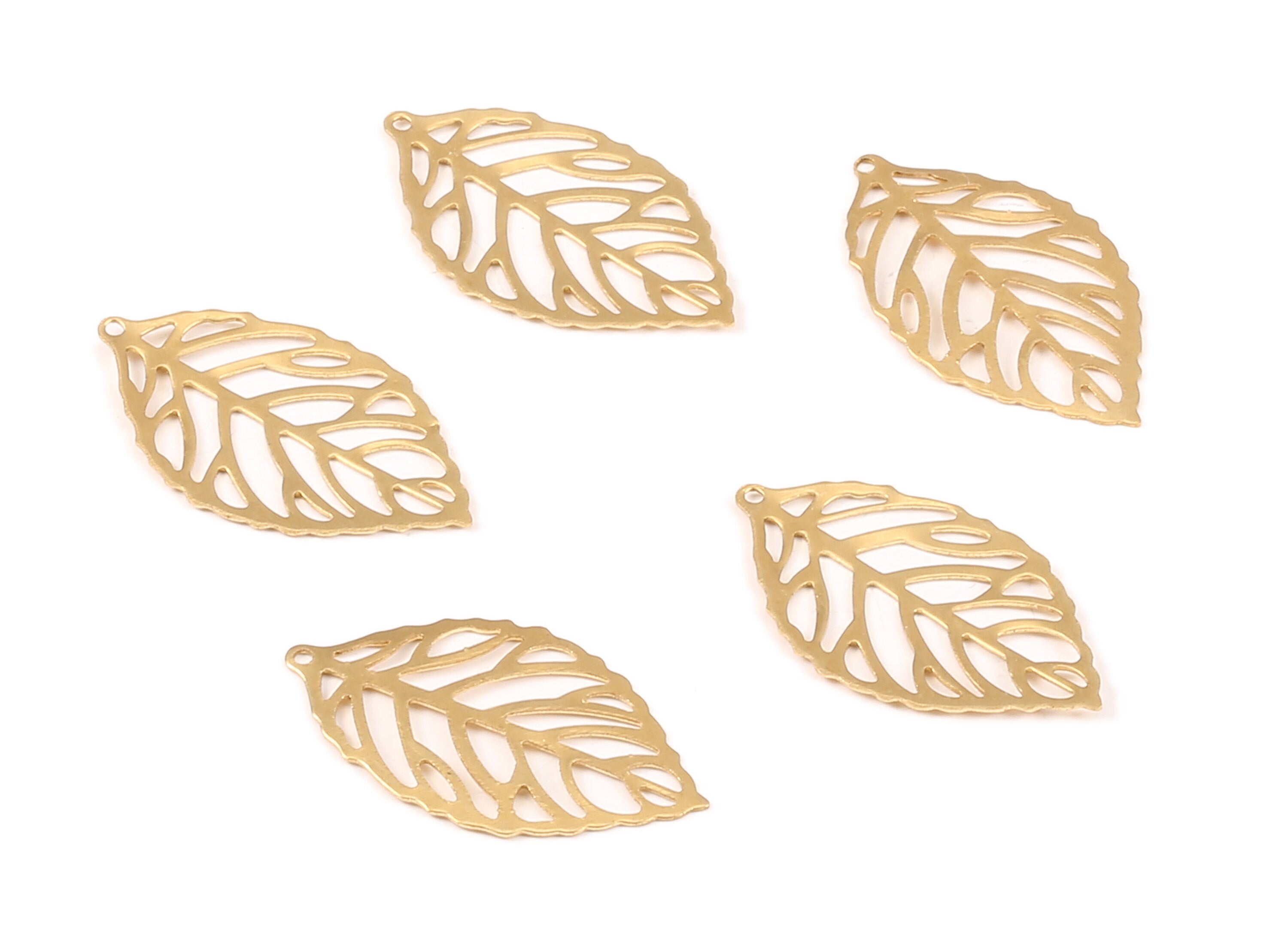 Brass Leaf Charms - Raw Brass Leaf Earrings and Pendant - Earring Findings - Jewelry Supplies - 27.15x15.98x0.49mm - PP2303 - DOMEDBAZAAR