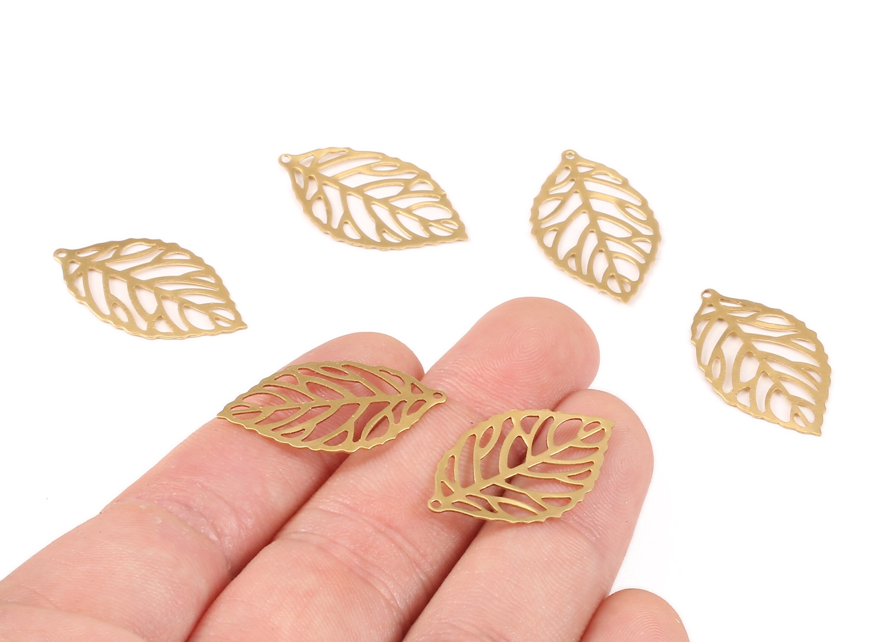 Brass Leaf Charms - Raw Brass Leaf Earrings and Pendant - Earring Findings - Jewelry Supplies - 27.15x15.98x0.49mm - PP2303 - DOMEDBAZAAR