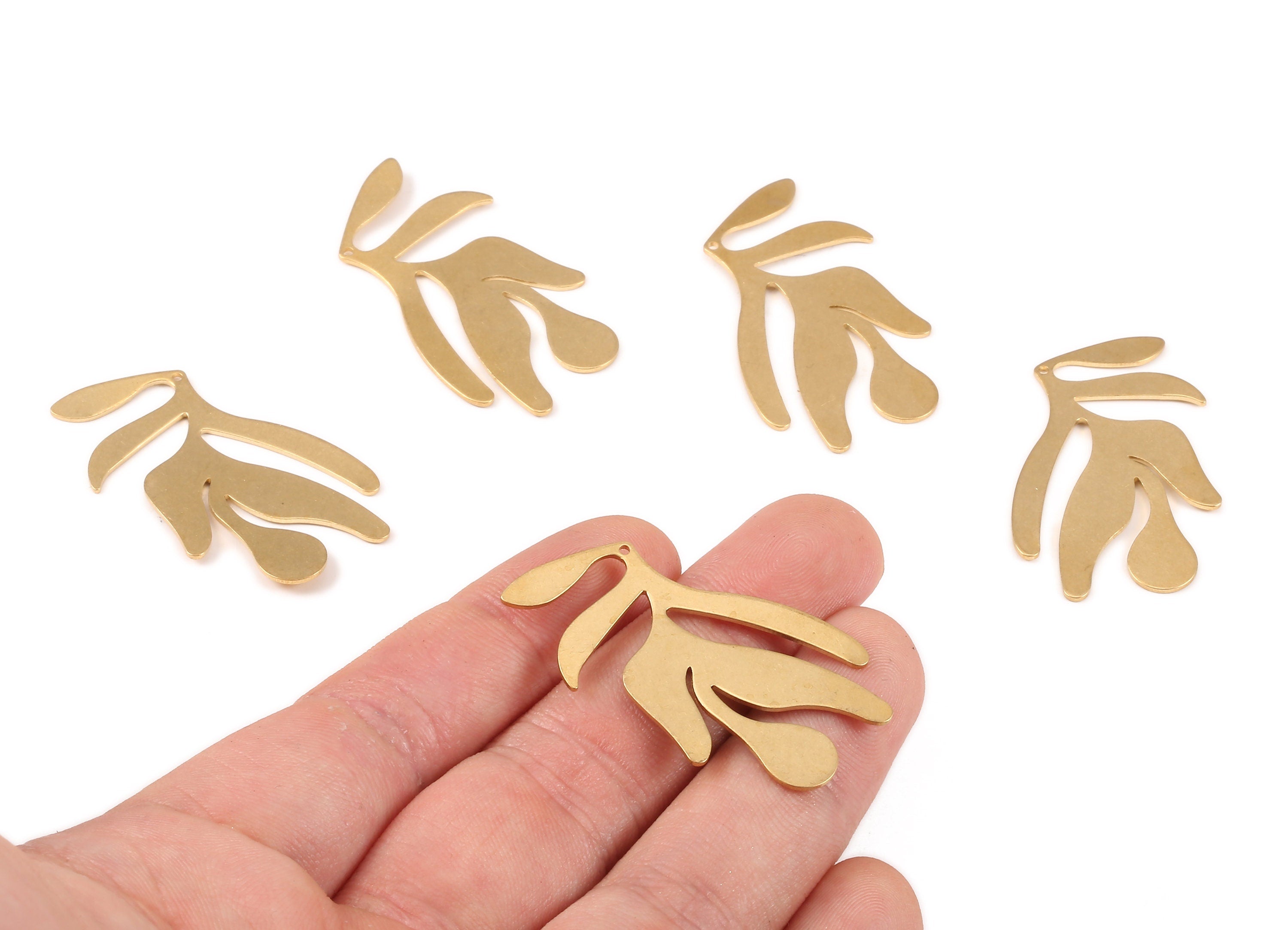 Brass Leaf Charms - Raw Brass Leaf Earrings and Pendant - Earring Findings - Jewelry Supplies - 39.17x23.13x0.76mm - PP2283 - DOMEDBAZAAR