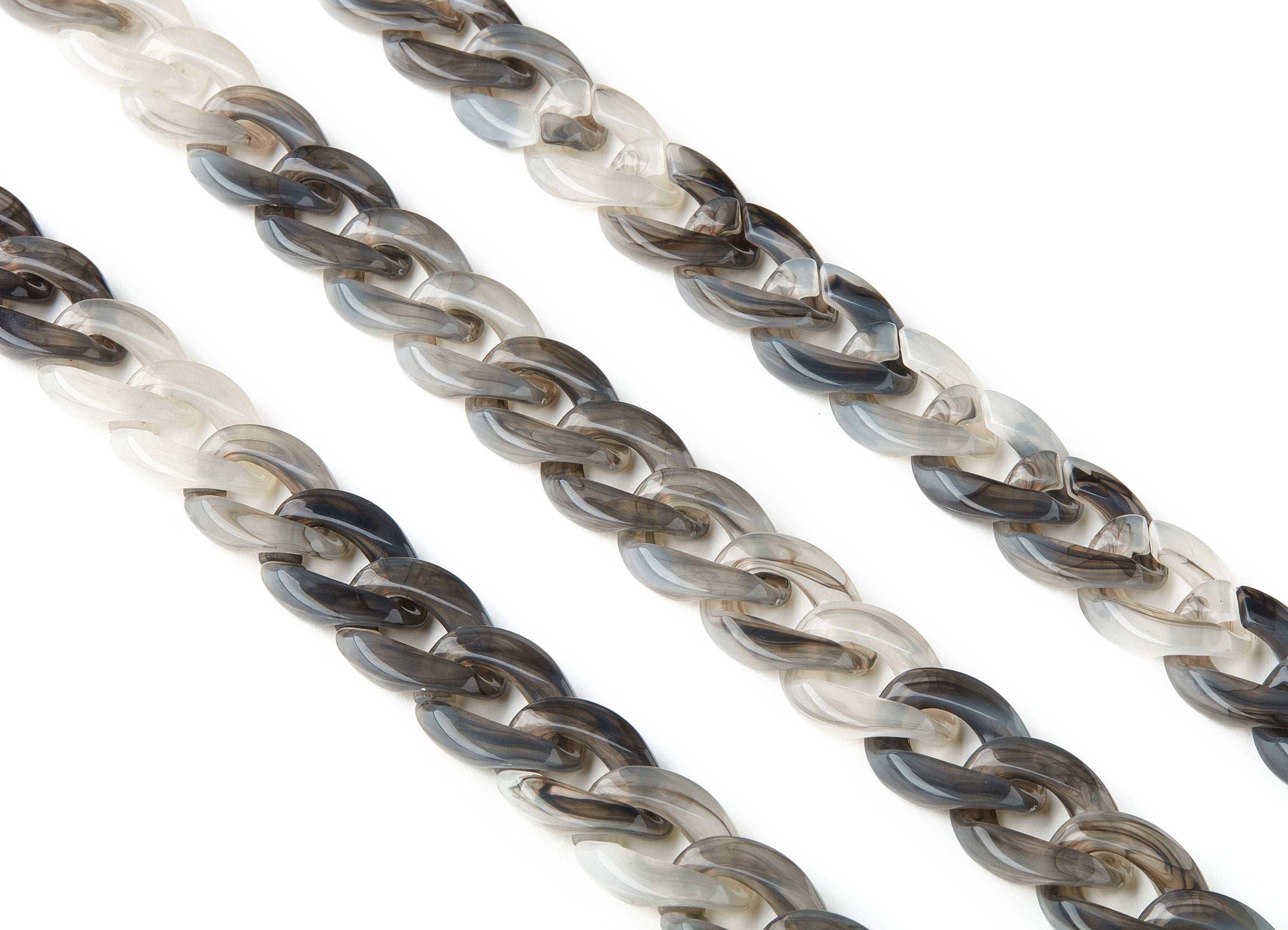 Acrylic Curb Chain - Open Link Curb Chain - 1strand : 100cm - Plastic Curb Chain Links - Necklace Chain - 22.96x19.67x6.43mm - AC1689 - DOMEDBAZAAR