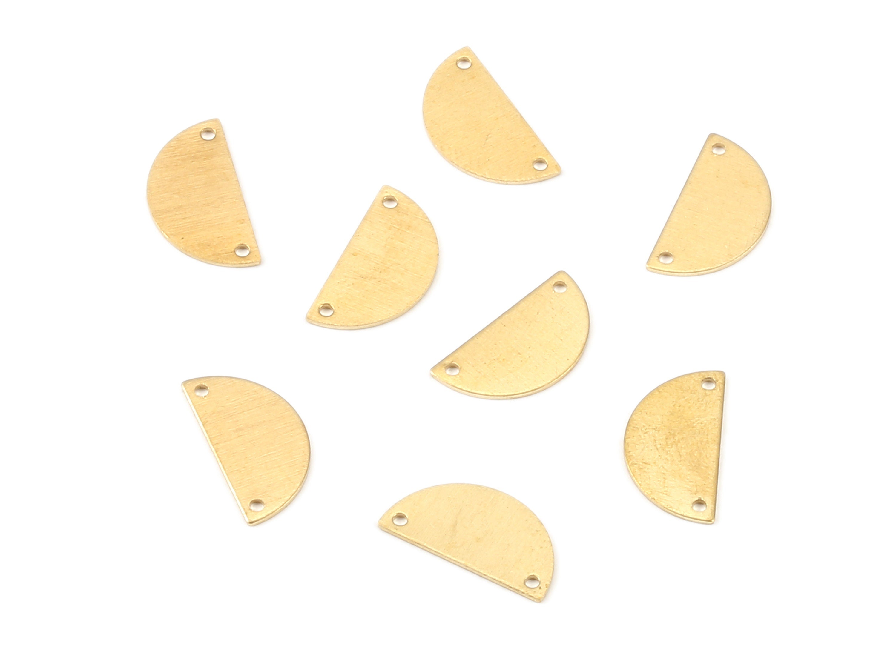 Personalized stamping blank - Brass Semicircle Connector - Raw Brass Moon Connectors With 2 Holes - 15.33x8.05x0.56mm - PP2185 - DOMEDBAZAAR
