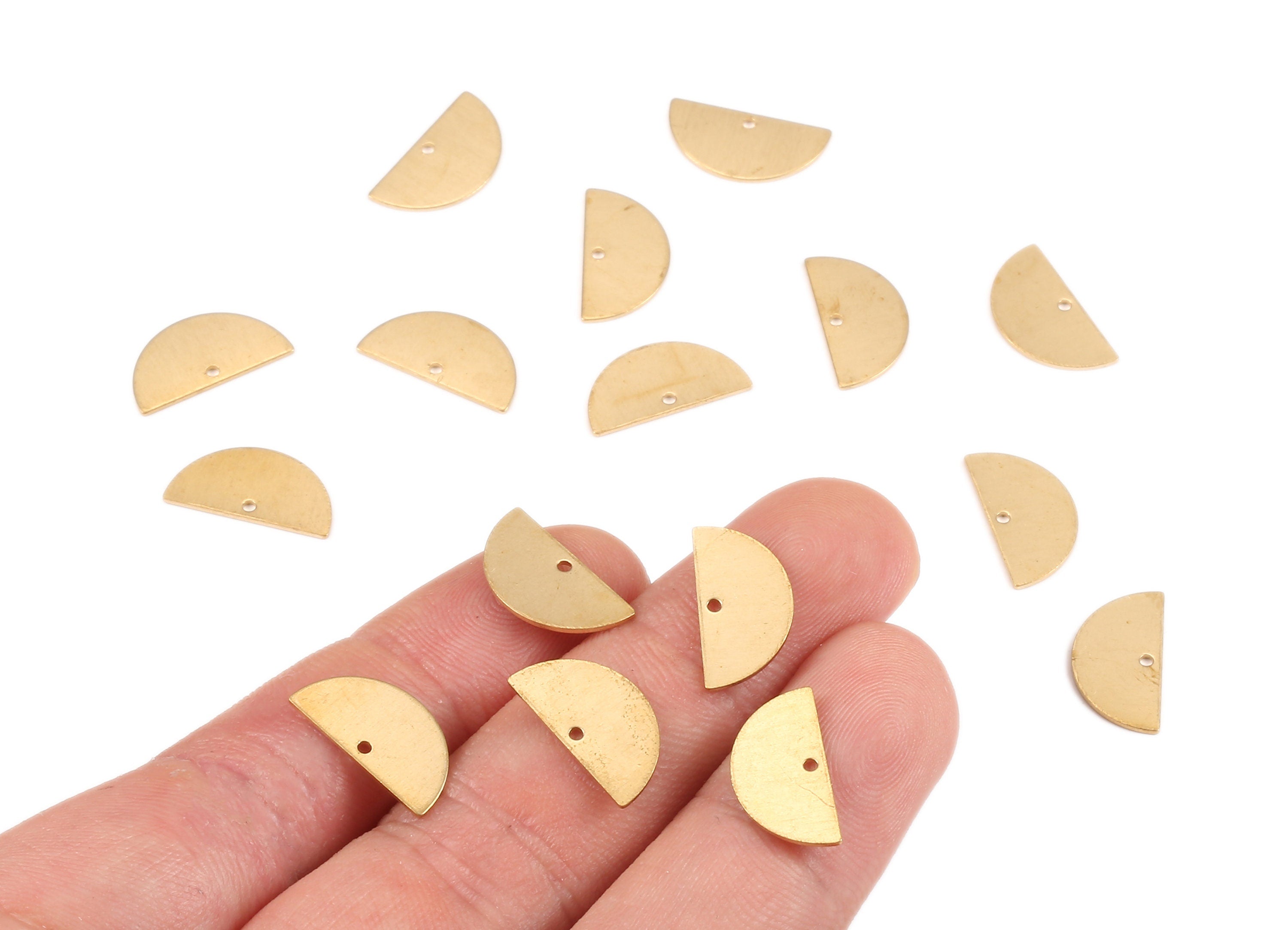 Brass Semicircle Charms - Raw Brass Moon Earrings and Pendant - Eaarring Findings - Jewelry Supplies - 15.33x8x0.59mm - PP2172 - DOMEDBAZAAR