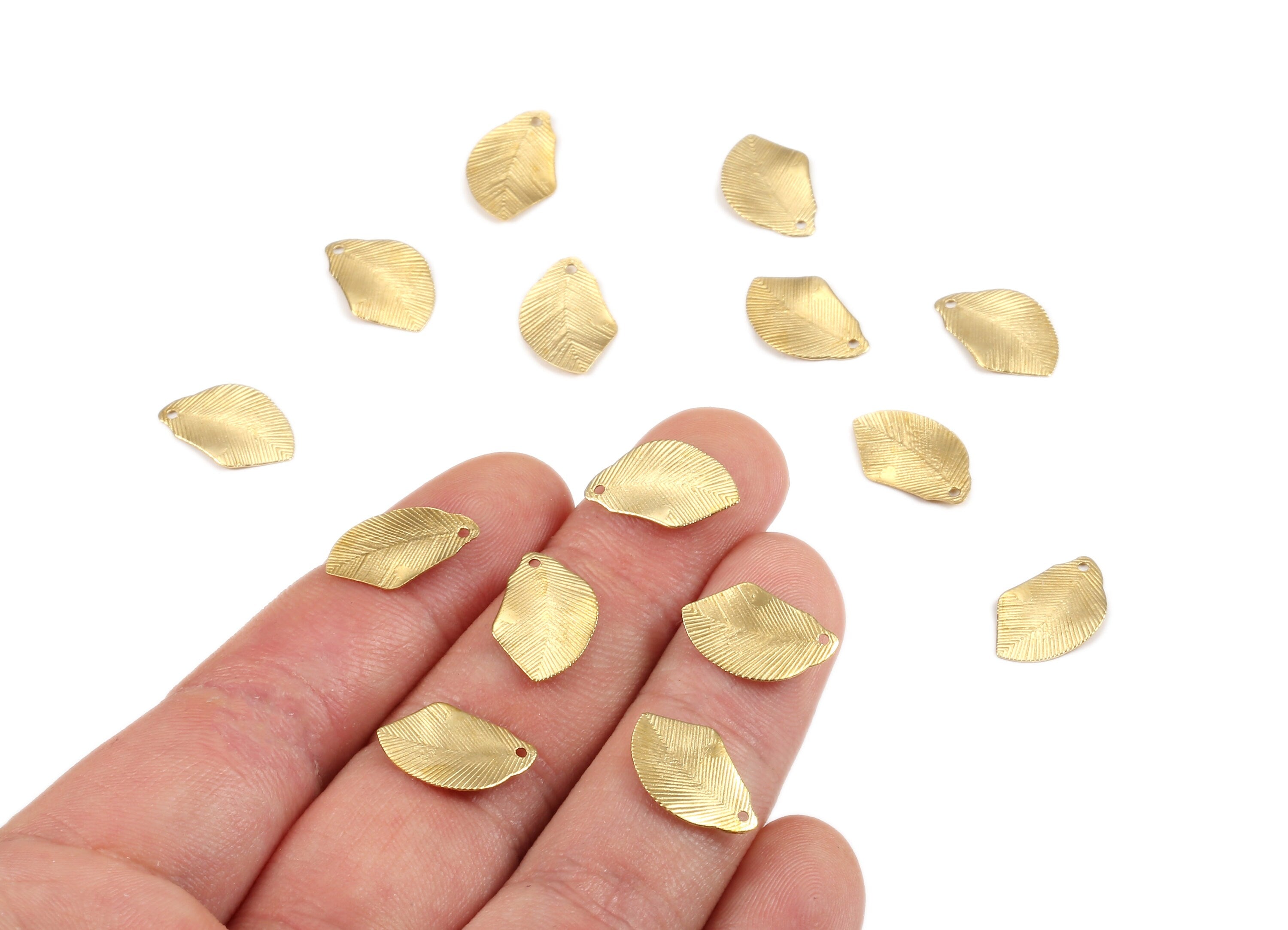 Brass Leaf Charms - Raw Brass Leaf Earrings and Pendant - Earring Findings - Jewelry Supplies - 15.39x9.93x0.31mm - PP2291 - DOMEDBAZAAR