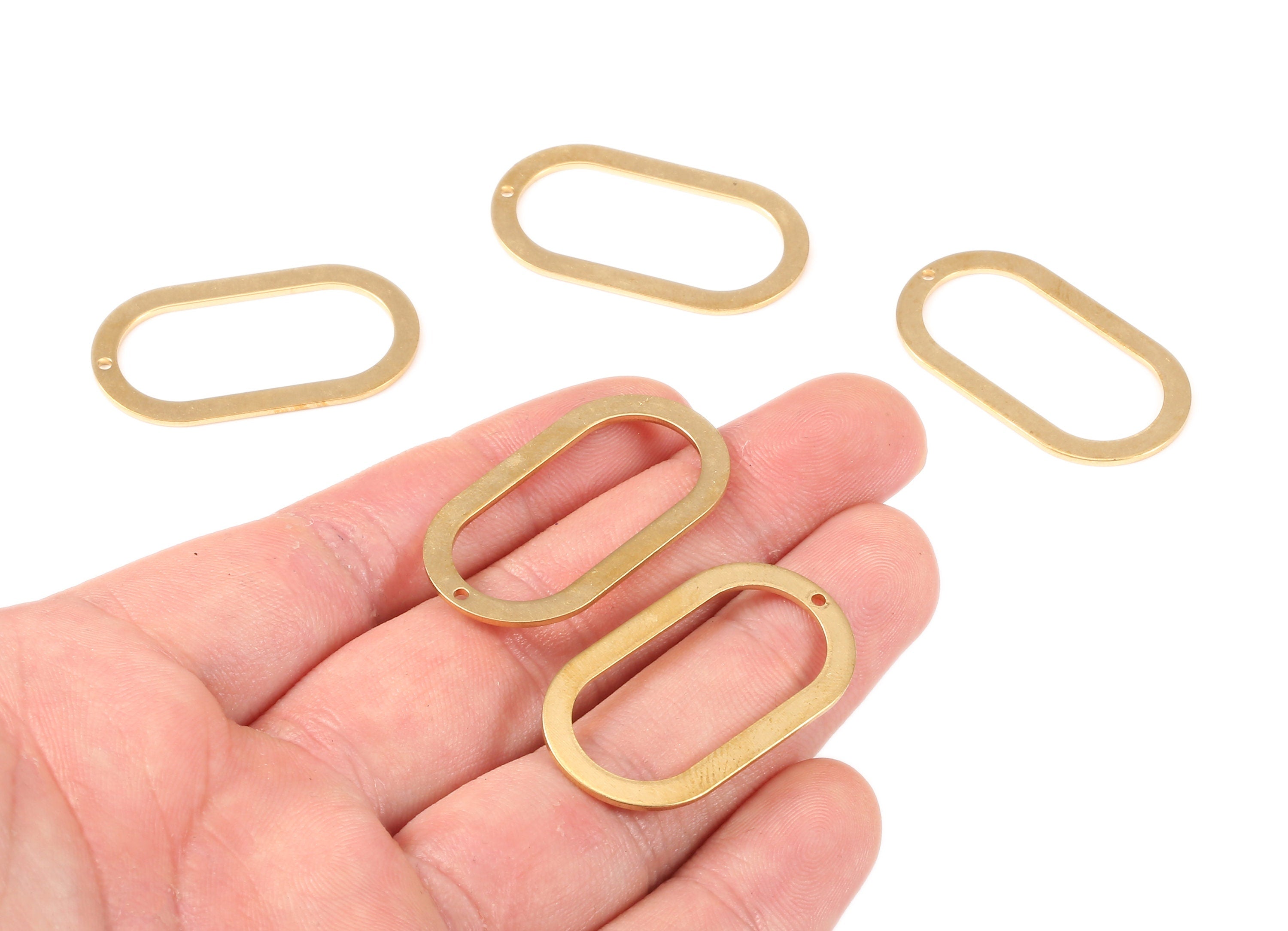 Brass Oval Charms - Raw Brass Oval Earrings and Pendant - Earring Findings - Jewelry Supplies - 35.21x19.55x0.92mm - PP2165 - DOMEDBAZAAR